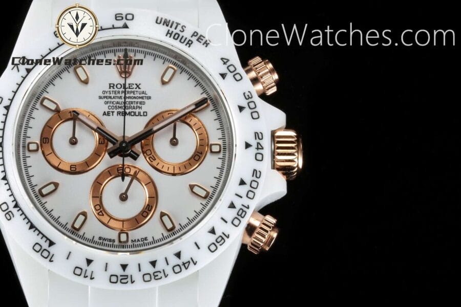 Modified Super Clone Watches 1:1 AET Rolex Daytona PLATINUM-COLORED CLASSIC (RUBBER STRAP)