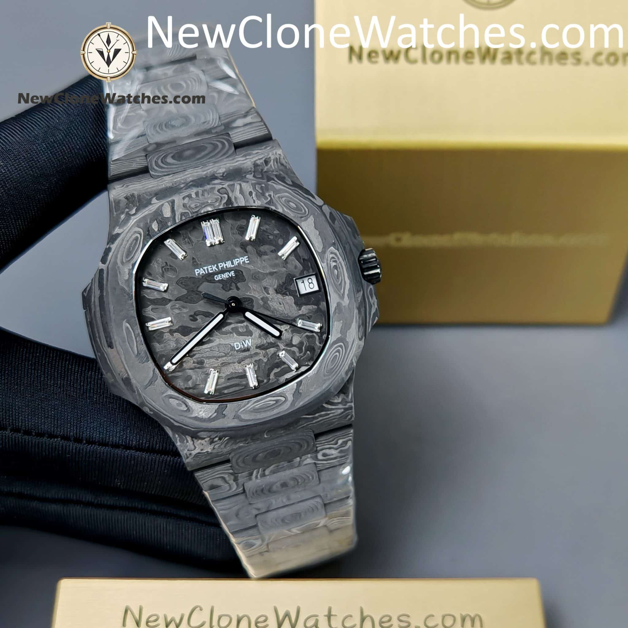 Modified Super Clone Watches 1:1 DiW Patek Philippe Nautilus 5711 Carbon Dial On Carbon Bracelet