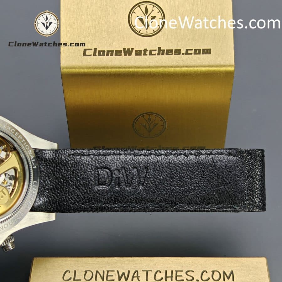 Modified Super Clone Watches 1:1 DiW Rolex Daytona “EXCEPTIONAL UNIQUE” 4130 Movement Black Strap