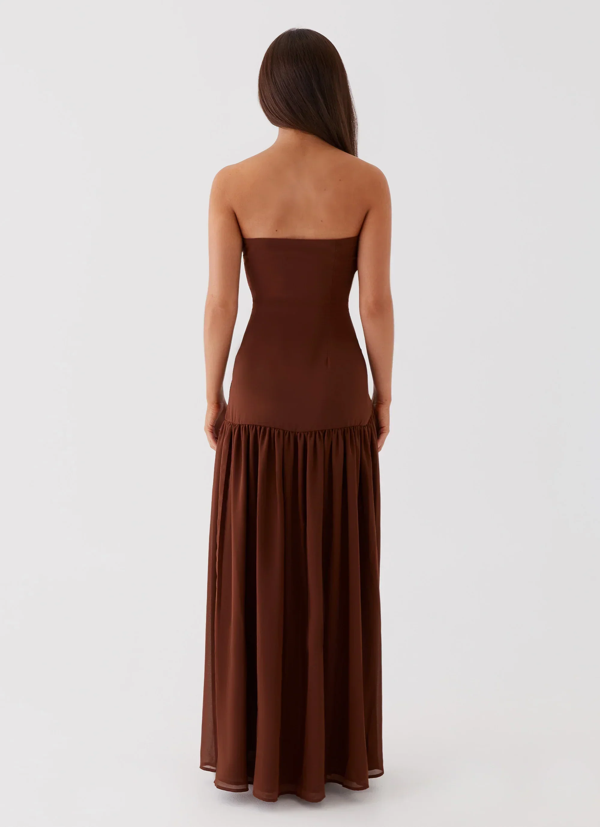 Eden Strapless Maxi Dress - Brown