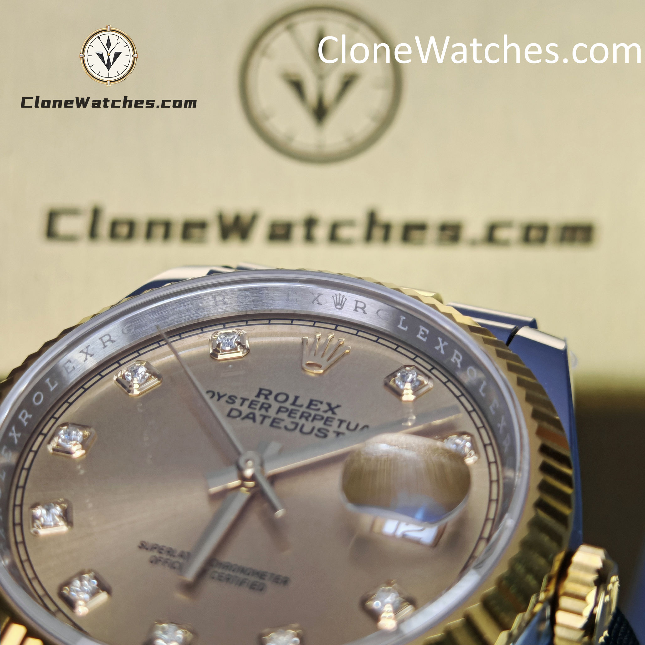 Rolex Super Clone Watches 1:1 DateJust Gold Diamond Dial m126233-0017 Jubilee 36MM 3235 Movement