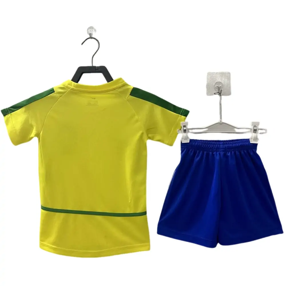 2002 Brazil Home Retro Kids Jersey - Fans Edition