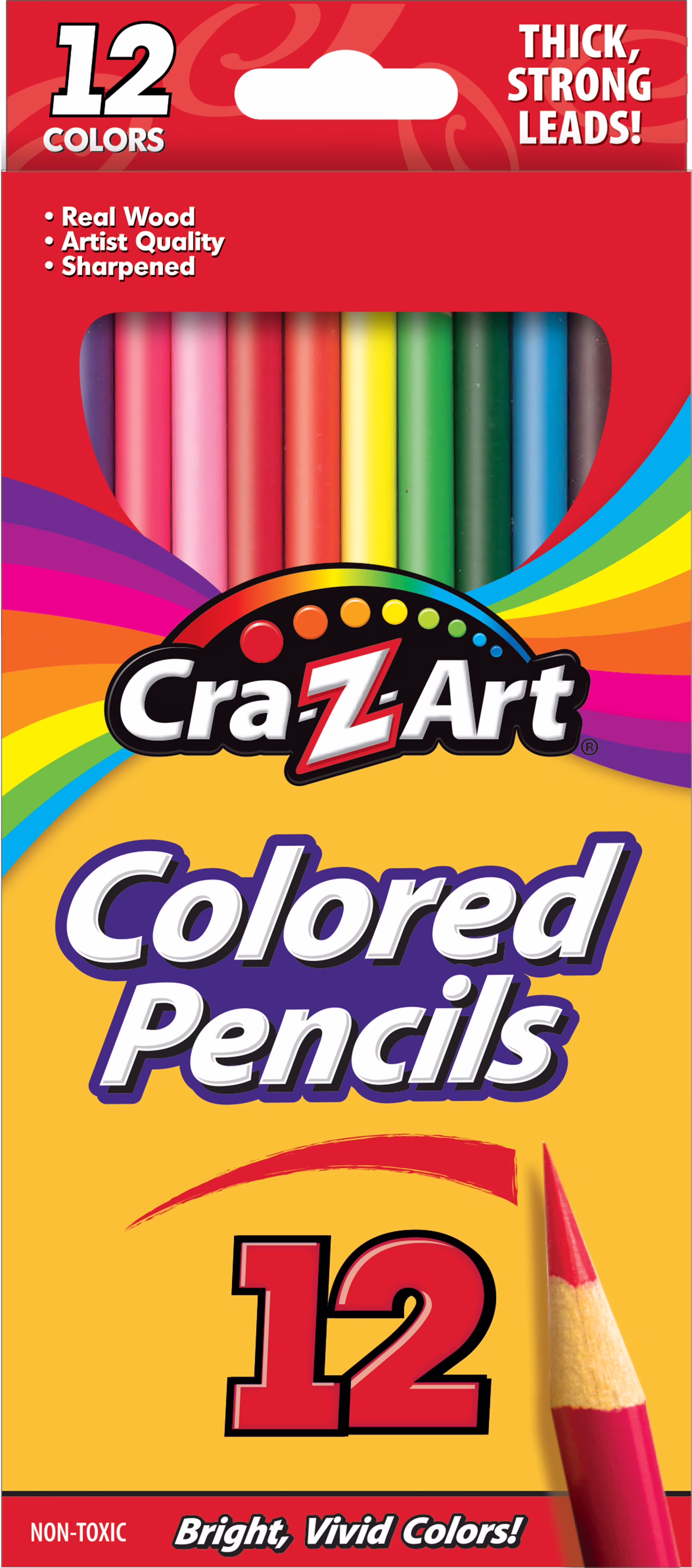 Cra-Z-Art Colored Pencils, 12 Assorted Colors, School Supplies, Classroom Supplies