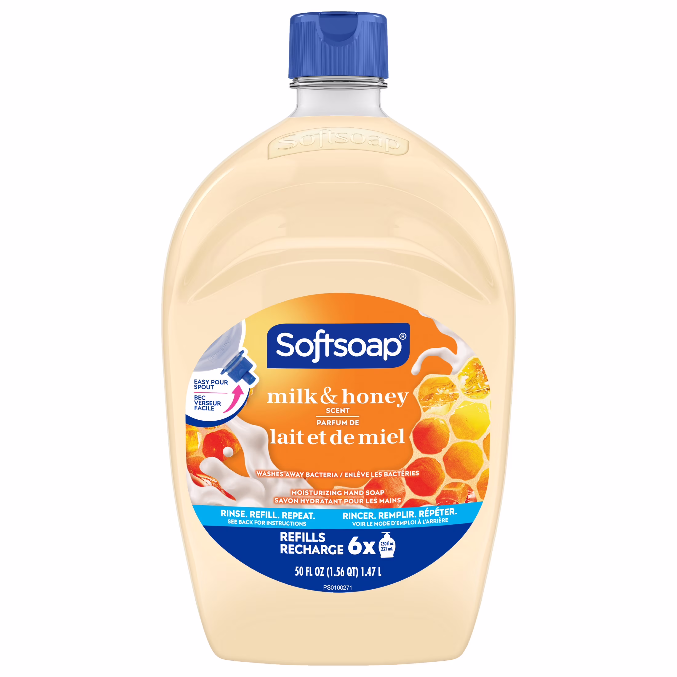 Softsoap Moisturizing Liquid Hand Soap with New Easy Pour Spout, Milk & Honey Scent, 50 fl oz Refill