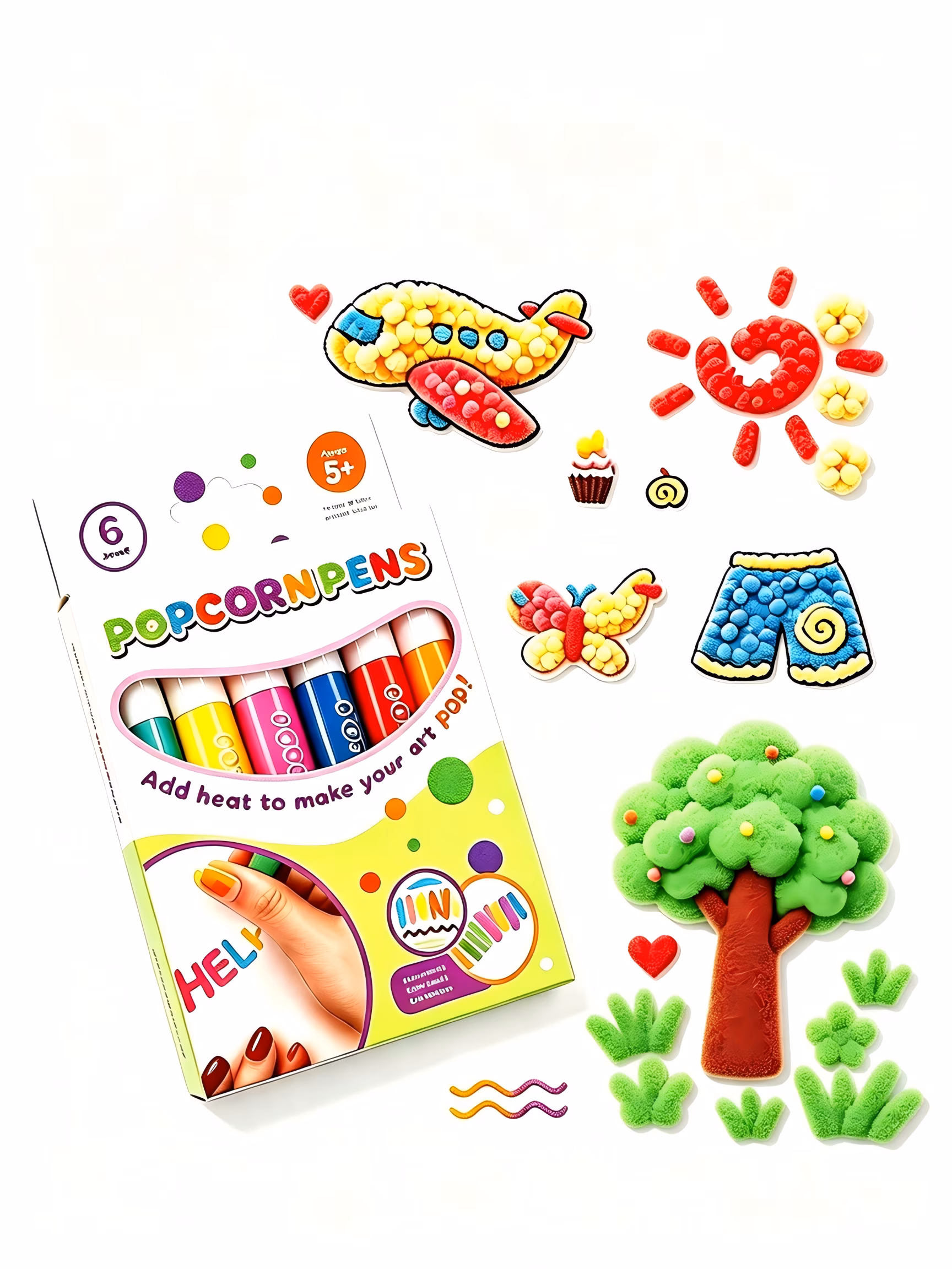 6 Colors Magic Puffy Paint Pens DIY Bubble Popcorn Drawing Markers Non-Toxic 3D Drawing Pens Art Supplies for Greeting Cards Fabric Paper Crafts Birthday Gift for Pupils