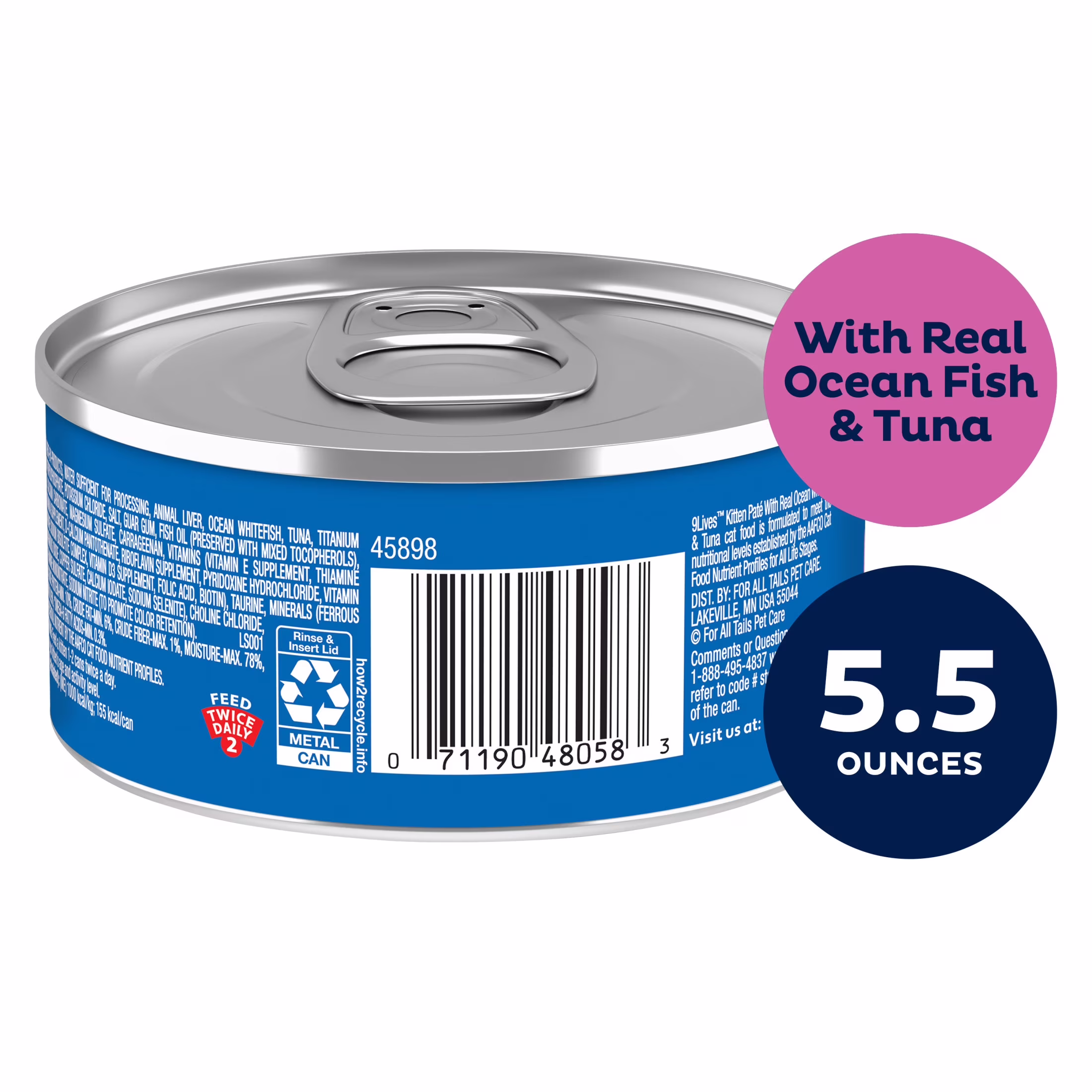 9Lives Kitten Paté Cat Food with Real Ocean Fish and Tuna, 5.5 oz