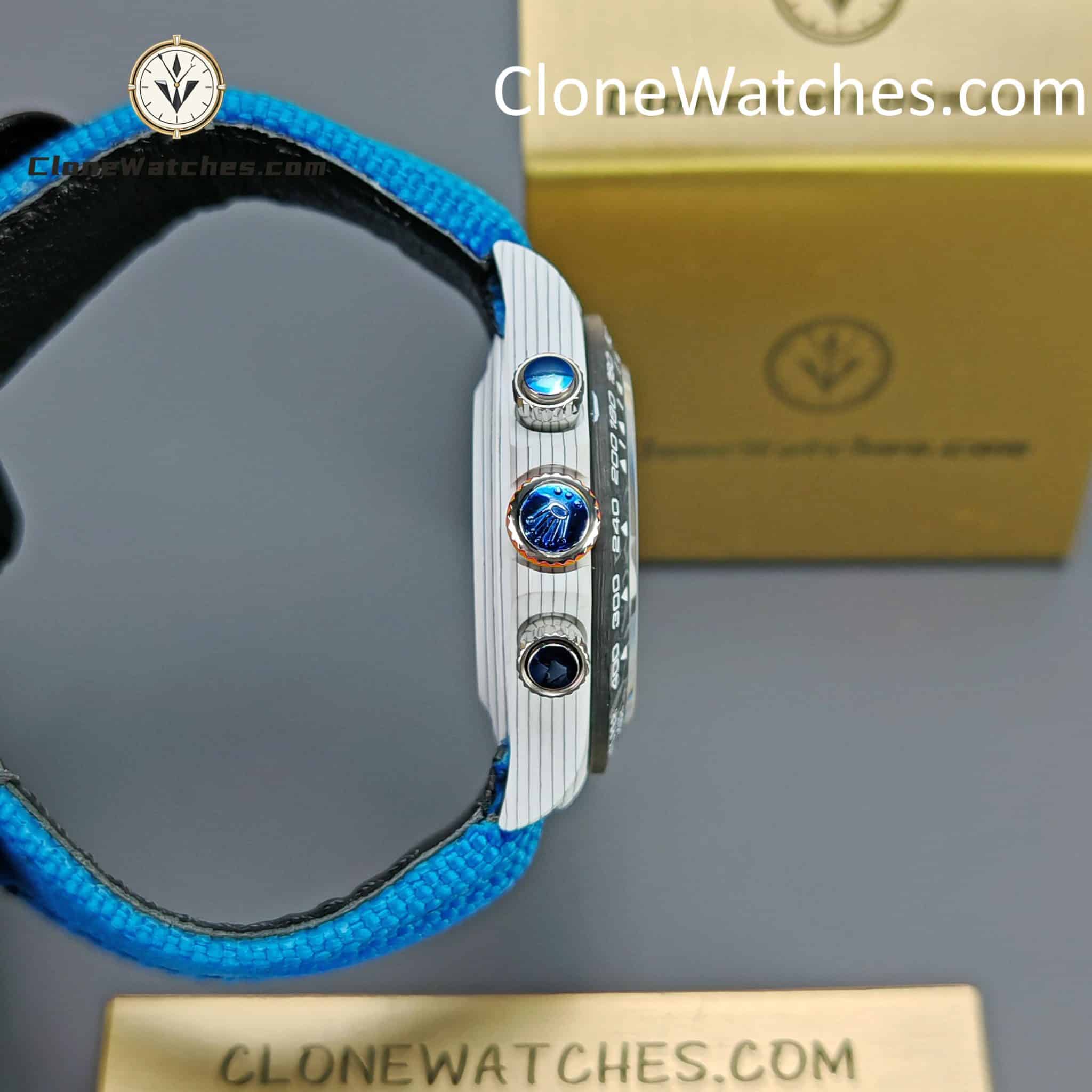 Modified Super Clone Watches 1:1 DiW Rolex Daytona Quartz Fiber Unique Piece RACING BLUE