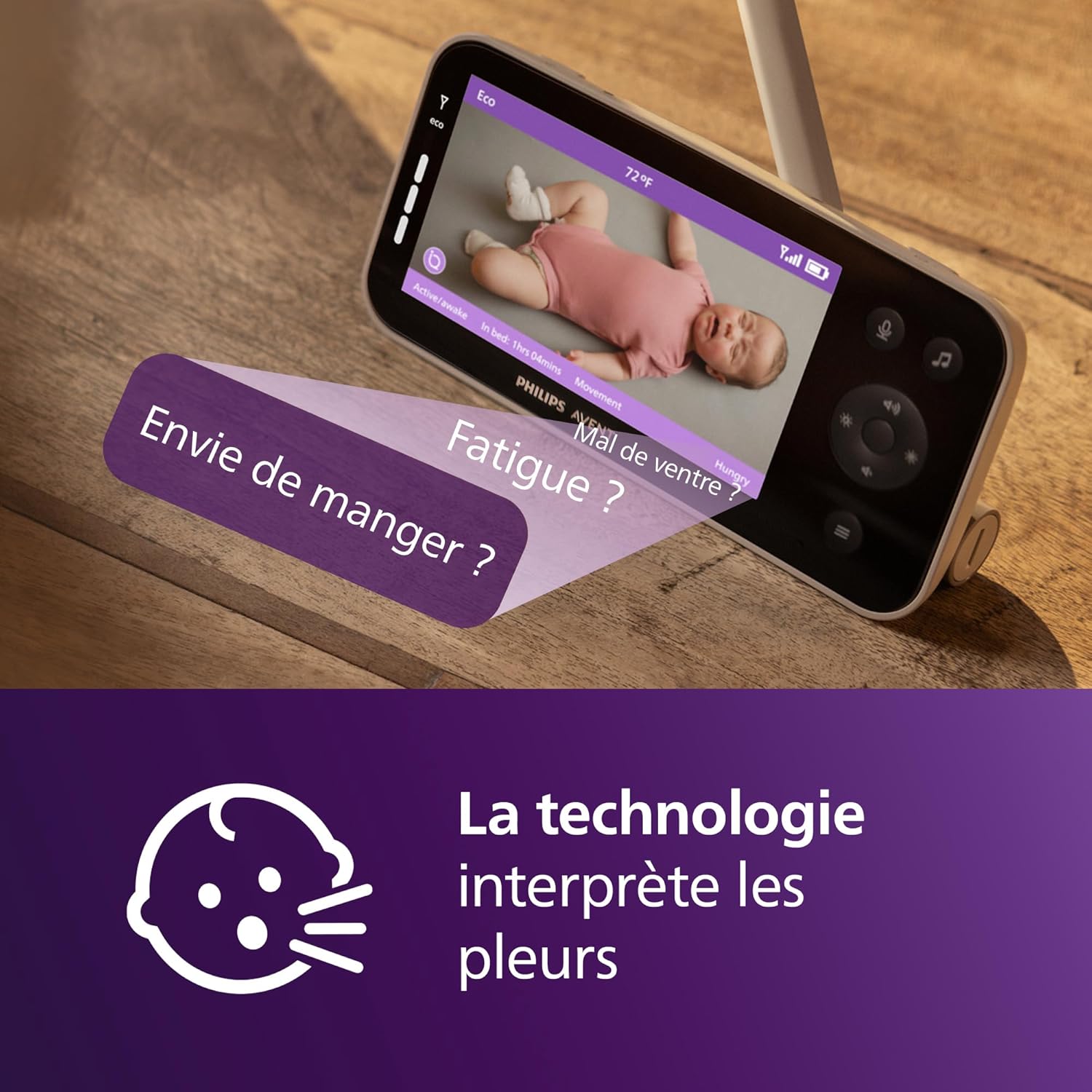 Babyphone vidéo HD suivi sommeil respiration affichage jour nuit