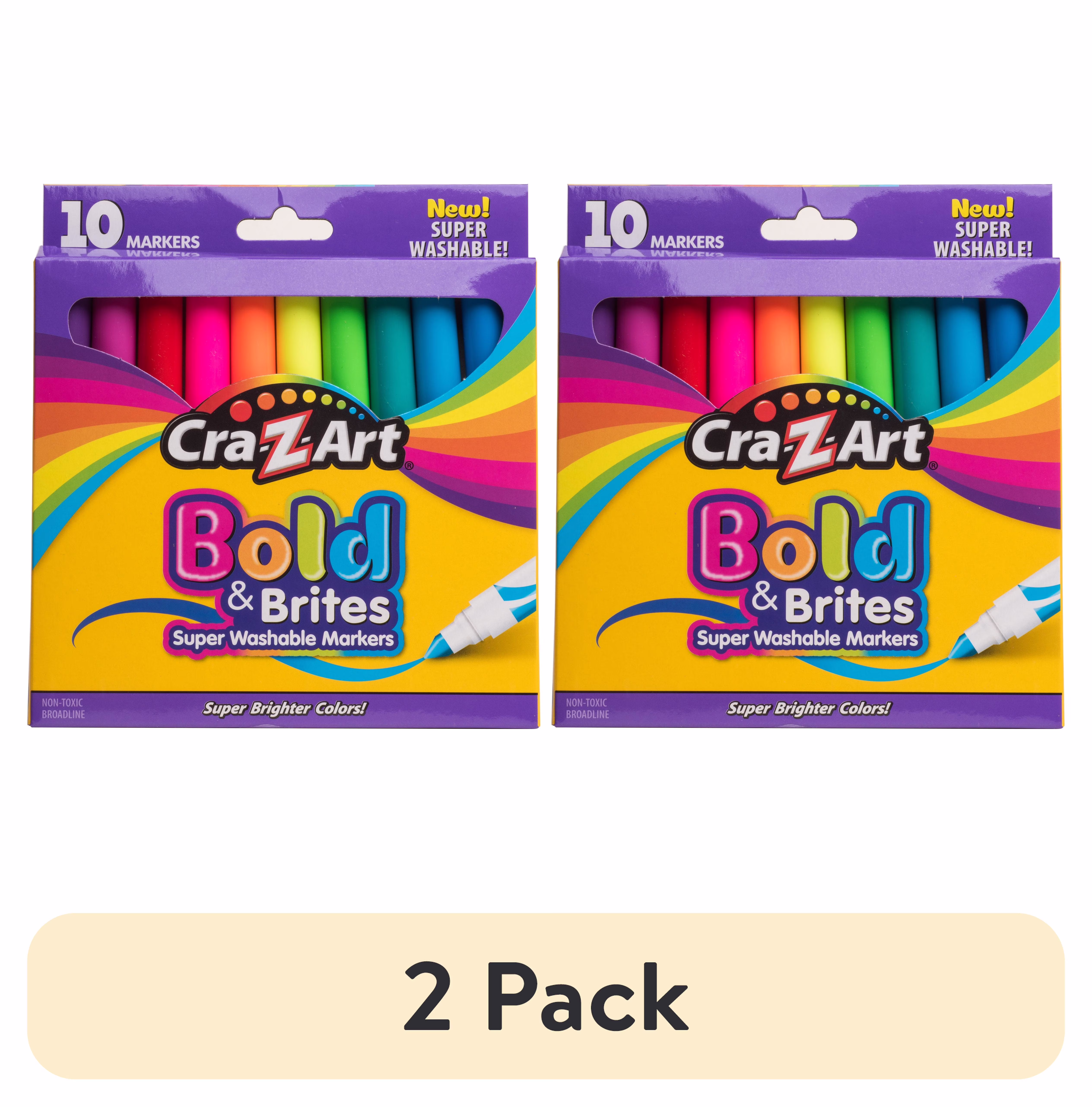 (2 pack) Cra-Z-Art Marcadores de Arte Brite en Negrita Súper Lavables, 10 Unidades