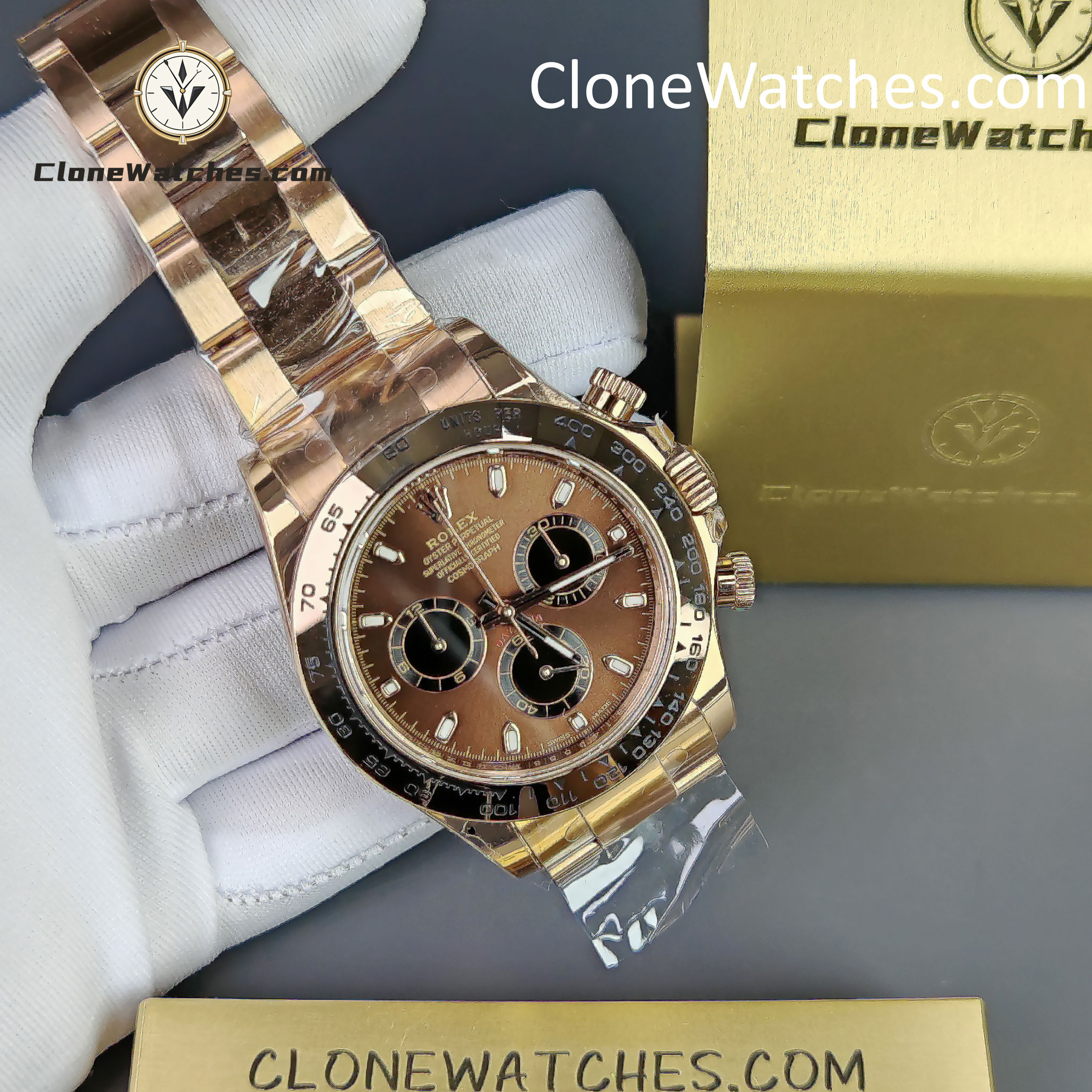Rolex Super Clone Watches 1:1 Daytona Rose Gold Chocolate Dial m116505-0013 4130 Movement
