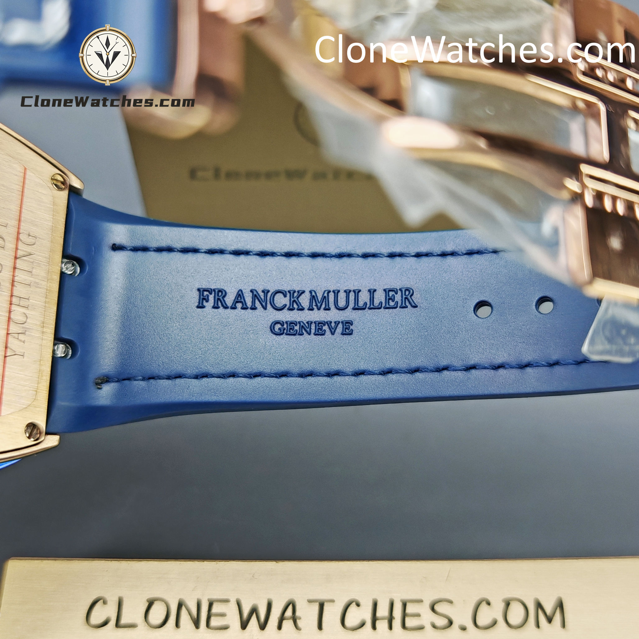 Franck Muller Super Clone Watches 1:1 V45 SC DT YACHTING 5N Rose Gold Blue Dial