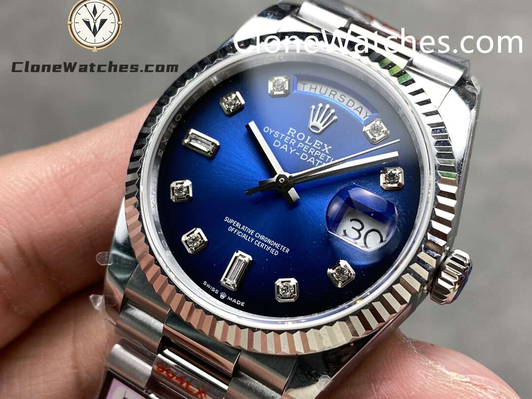 Rolex Super Clone Watches 1:1 Day Date Gradient Blue Dial 36mm m128239-0023 3255 Movement