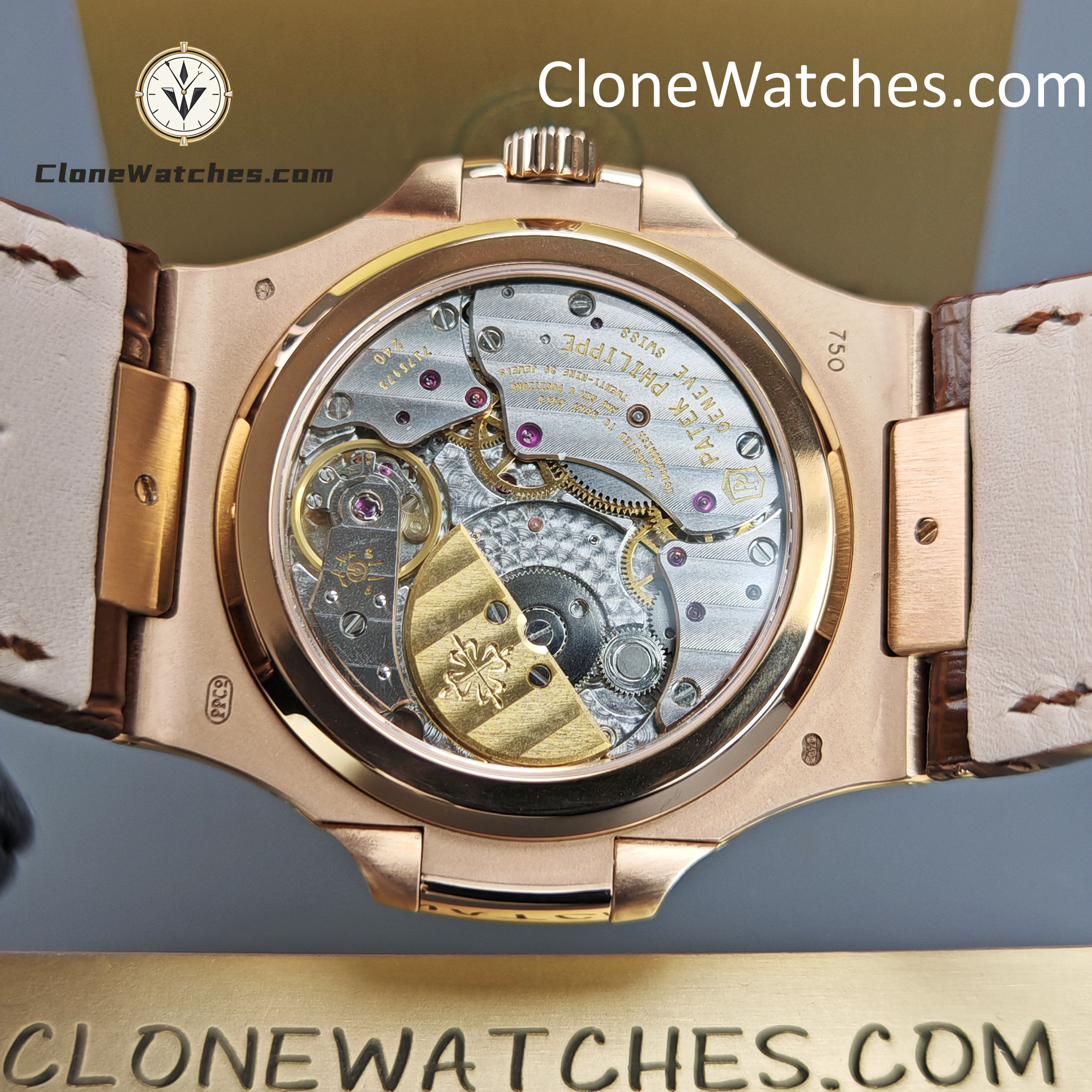 Patek Philippe Super Clone Watches 1:1 Nautilus 5712 Grey Dial Brown Leather Strap