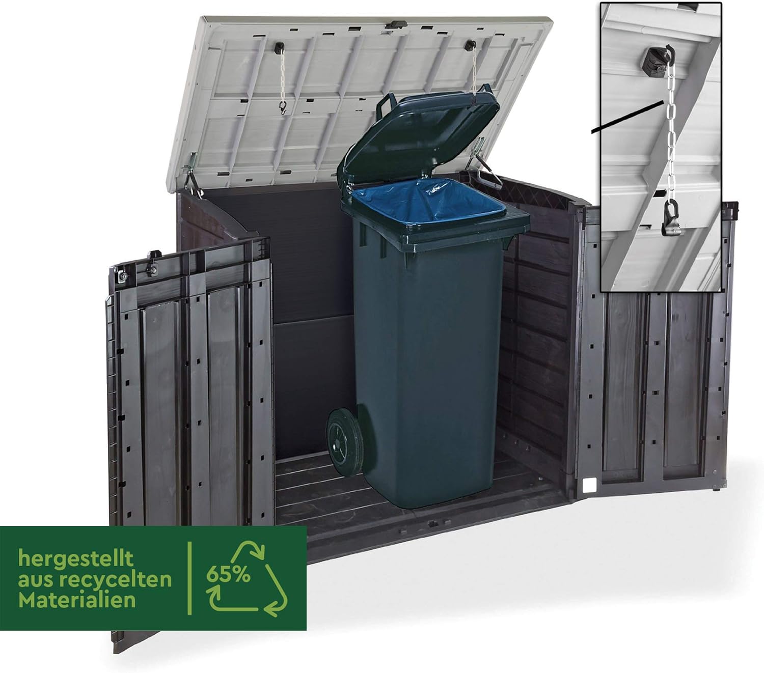 Abri horizontal résine 1200 L rangement poubelles