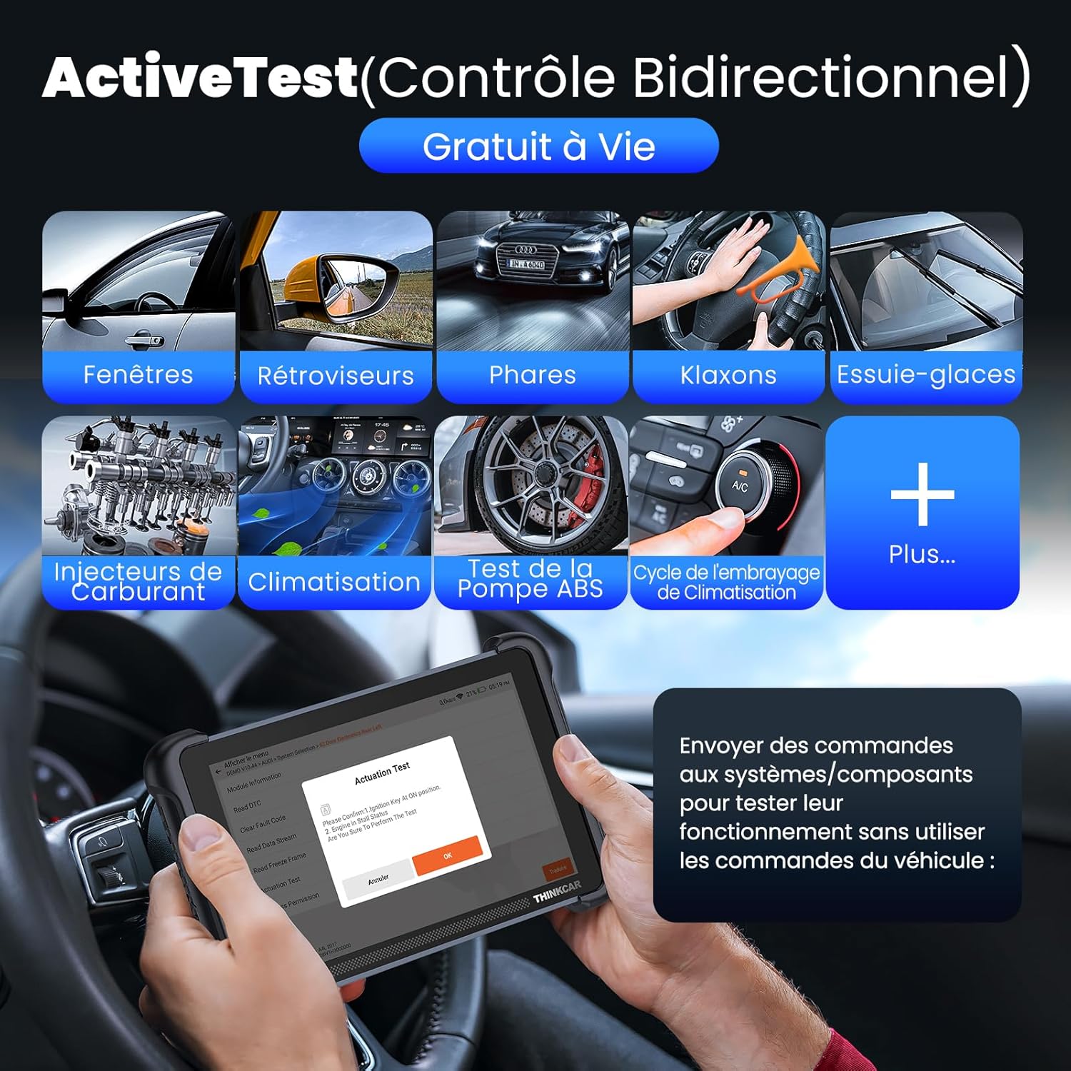 Valise diagnostic auto bidirectionnelle OBD2 réinitialisations multiples CANFD DOIP