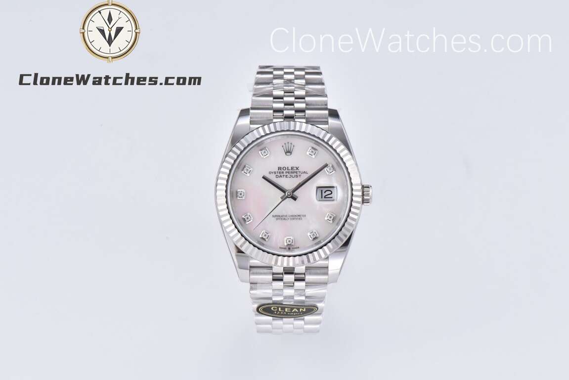 Rolex Super Clone Watches 1:1 DateJust White Diamond Dial M126334 Jubilee 41MM 3235 Movement