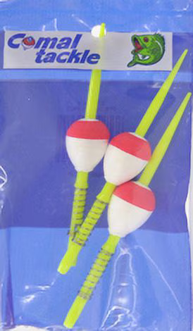 Comal Pear Spring Stick Fishing Bobbers, Red & White, 3-Pack