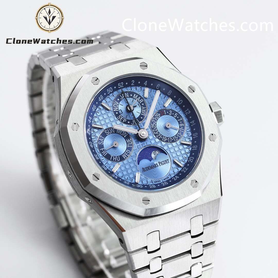 Audemars Piguet Super Clone Watches 1:1 Royal Oak Perpetual Calendar ice blue dial 26574PT 41MM