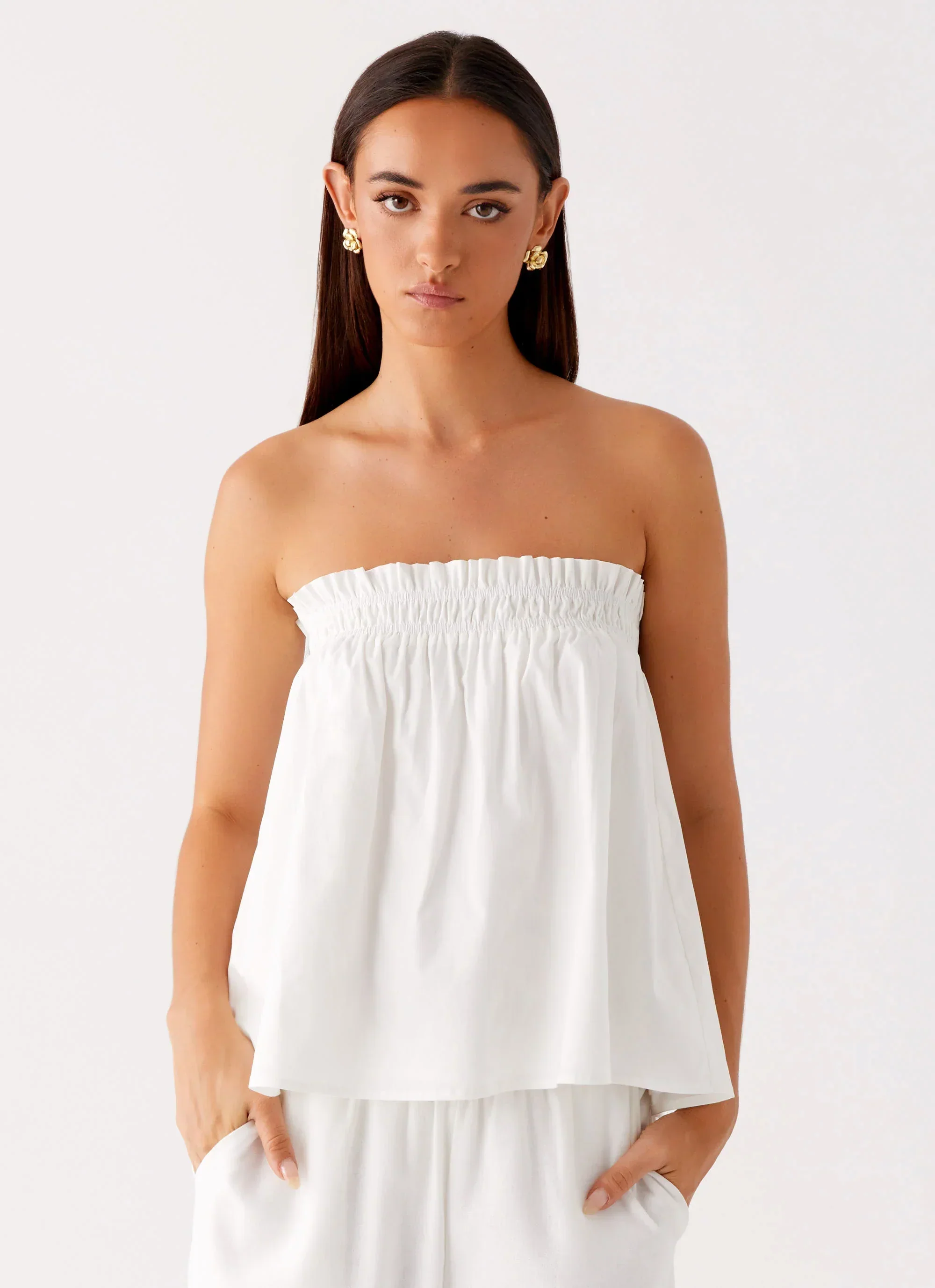 Wynter Babydoll Top - White