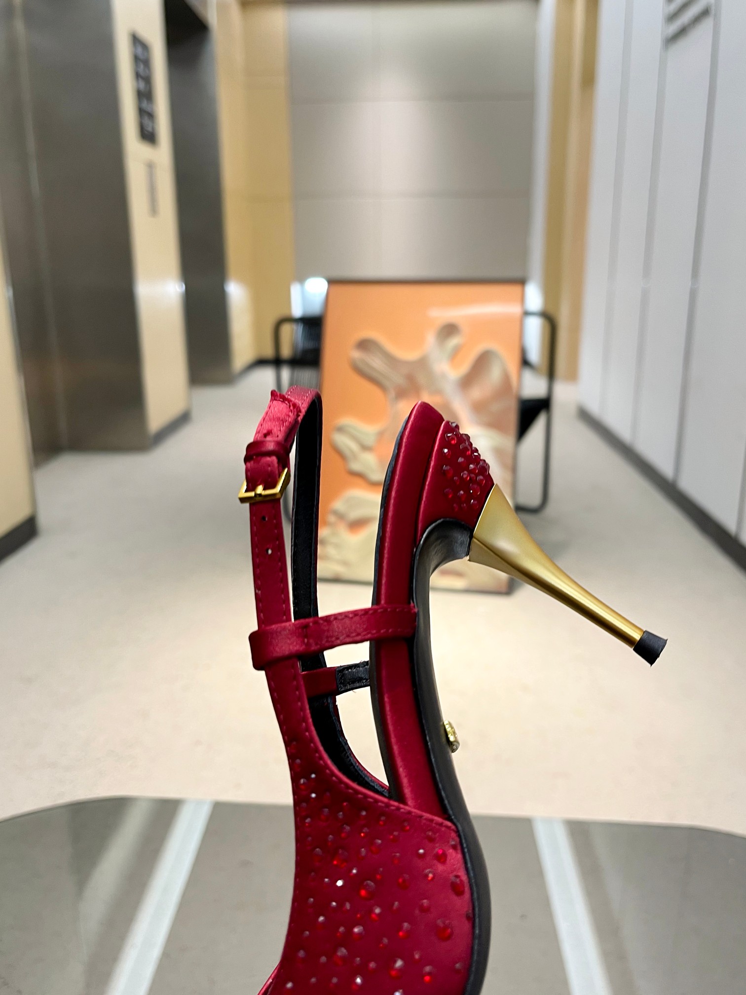 Gucci high heels/silk fabric/top quality