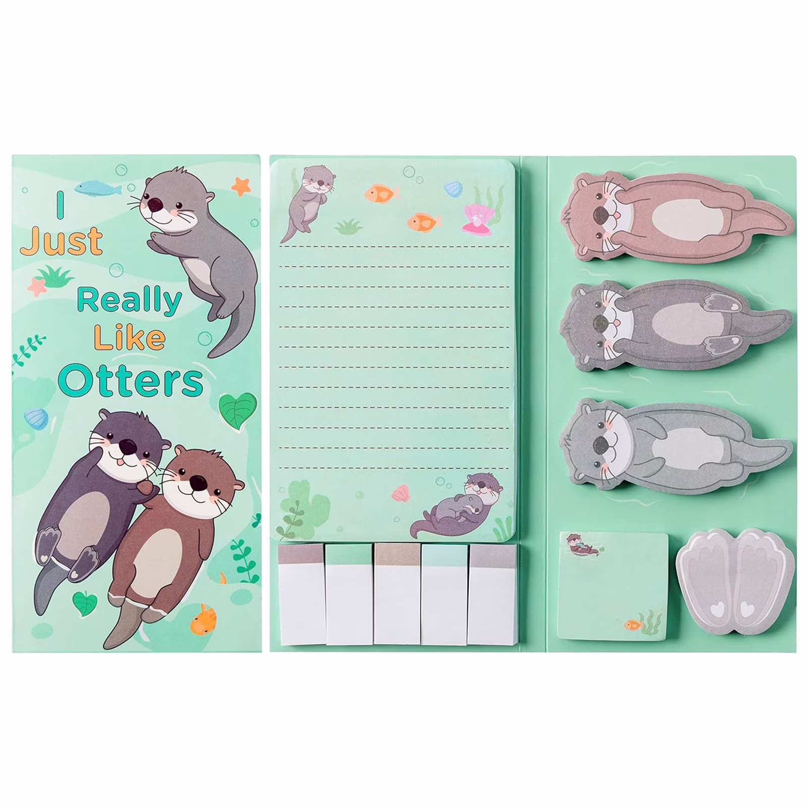 Ngheia Various Combinations of Sticky Notes Otter Theme, Special Shaped Combination Note Pad Creative Simple Cartoon Message Pad Stick Account Notepad, 1*Post-It Note Book
