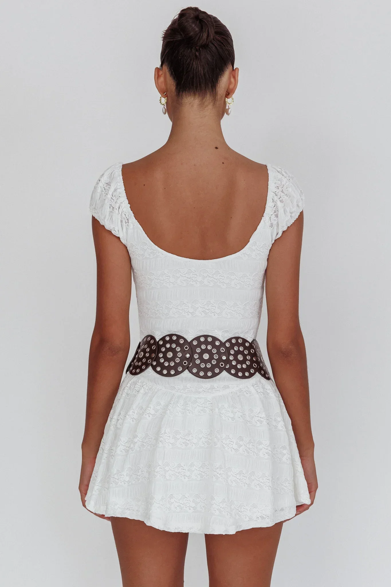Mirela Cap Sleeve Lace Mini Dress White