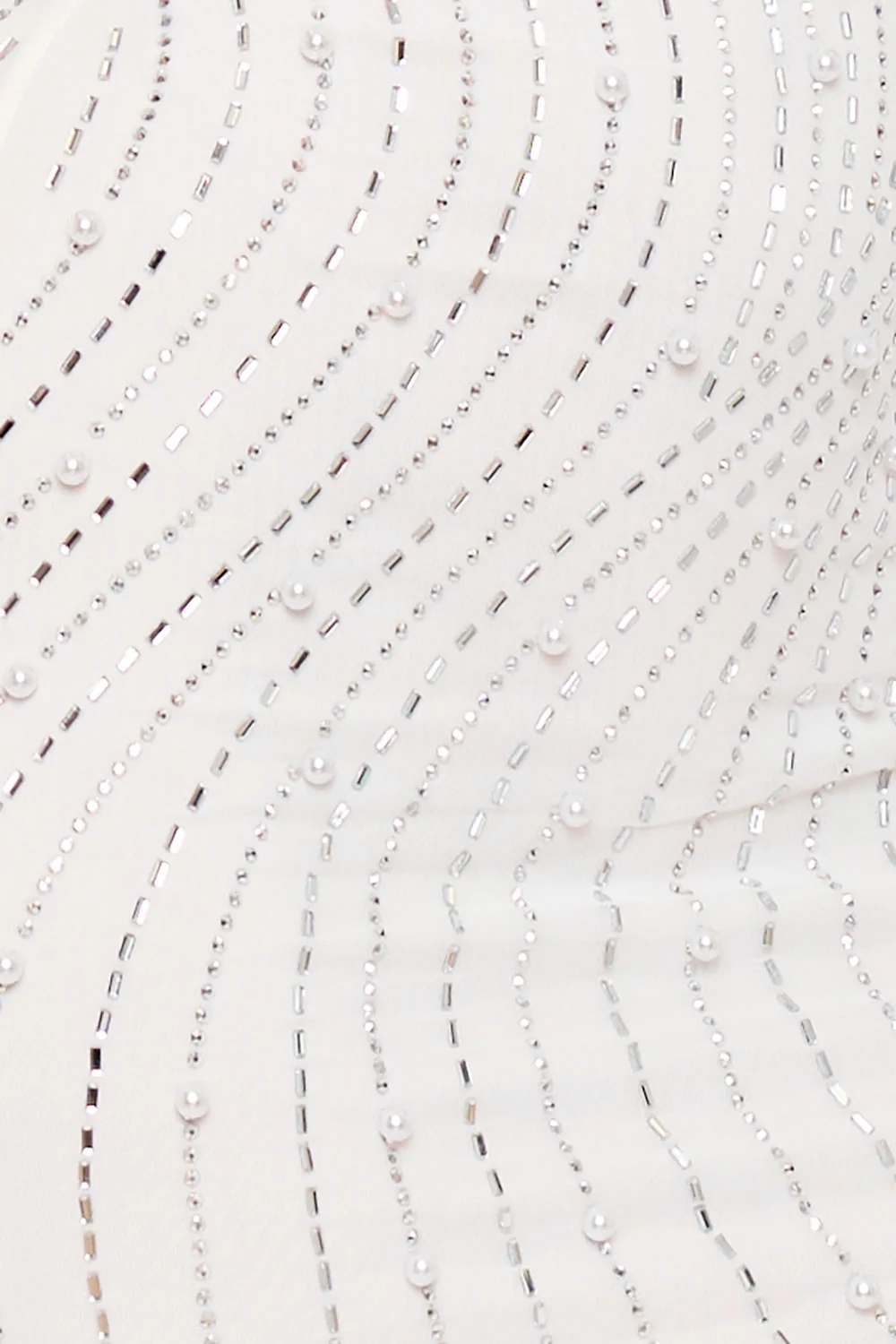 Symphony Dress - Rhinestone Trim Wave With Pearl On Power Mesh Mini Dress