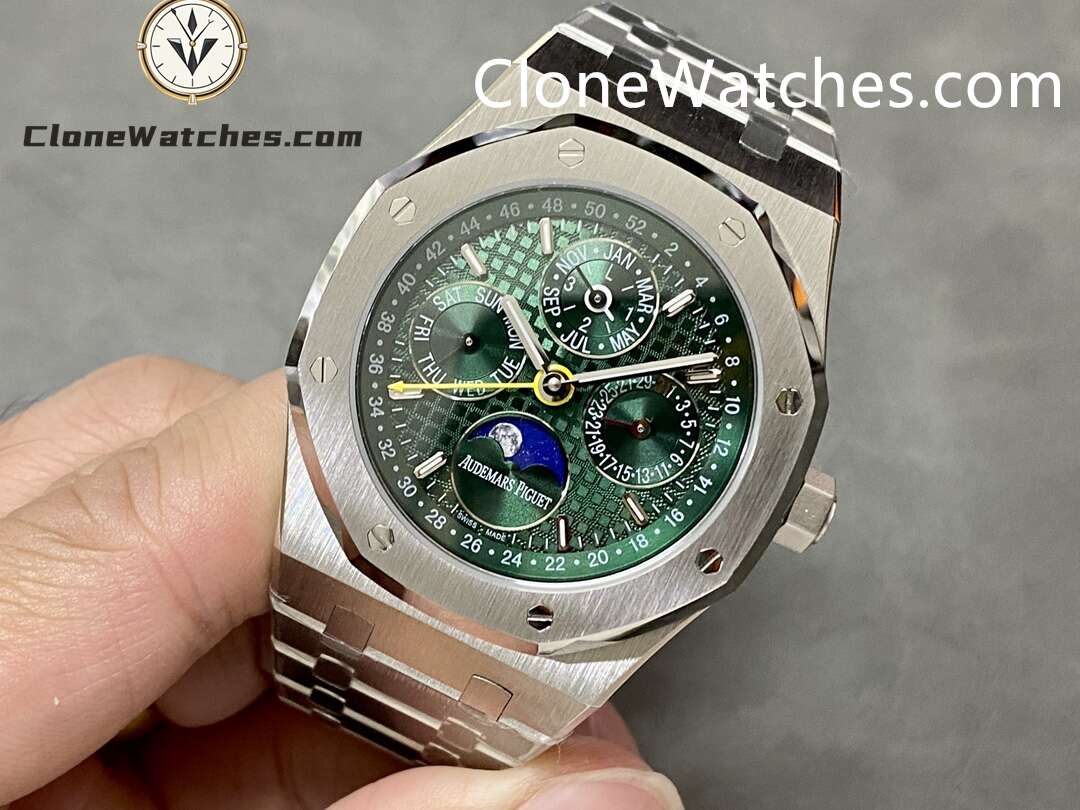 Audemars Piguet Super Clone Watches 1:1 Royal Oak Perpetual Calendar Green Dial 26606ST 41MM