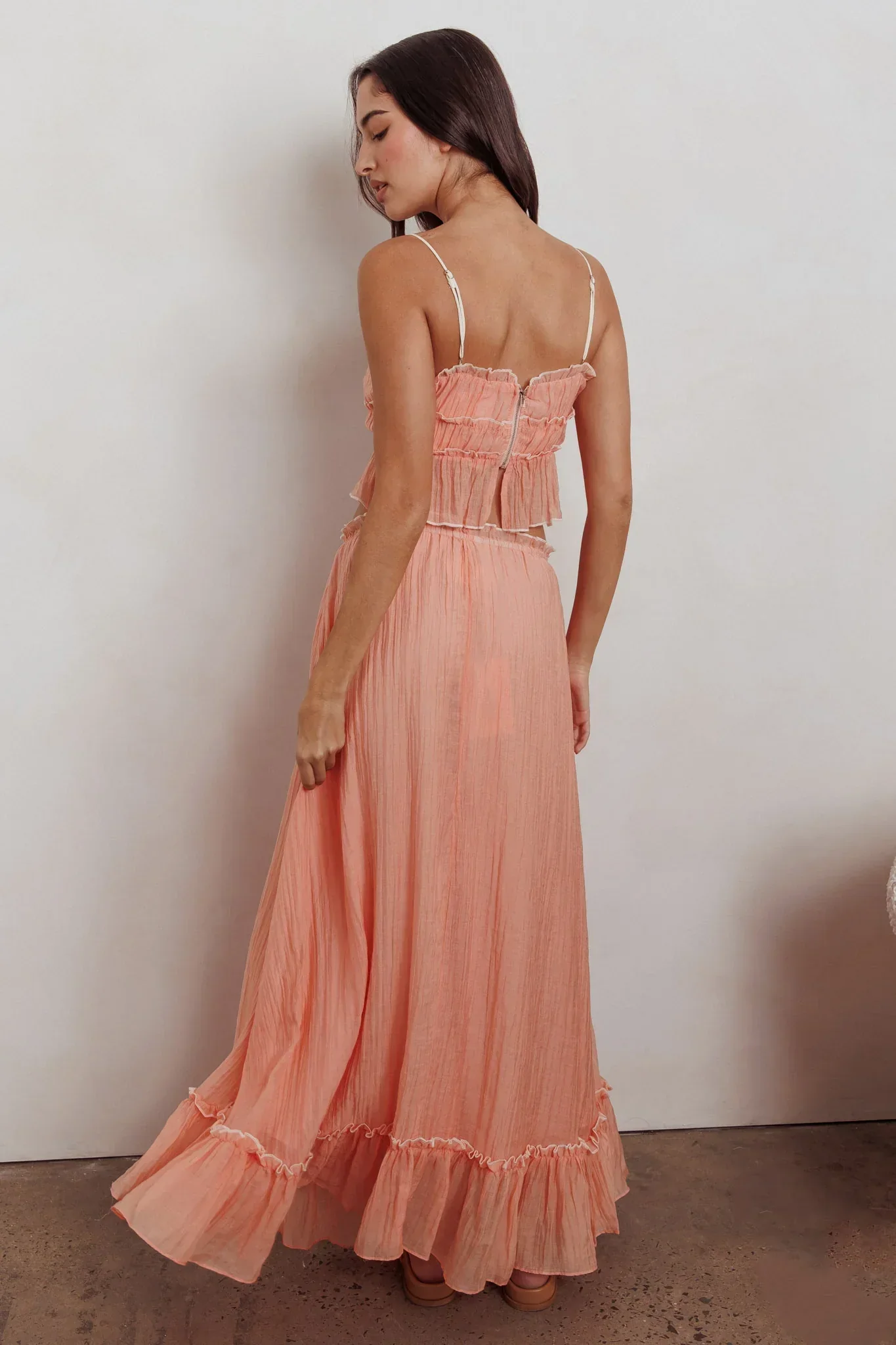 Maidens Tie Detail Overlock Maxi Skirt Apricot