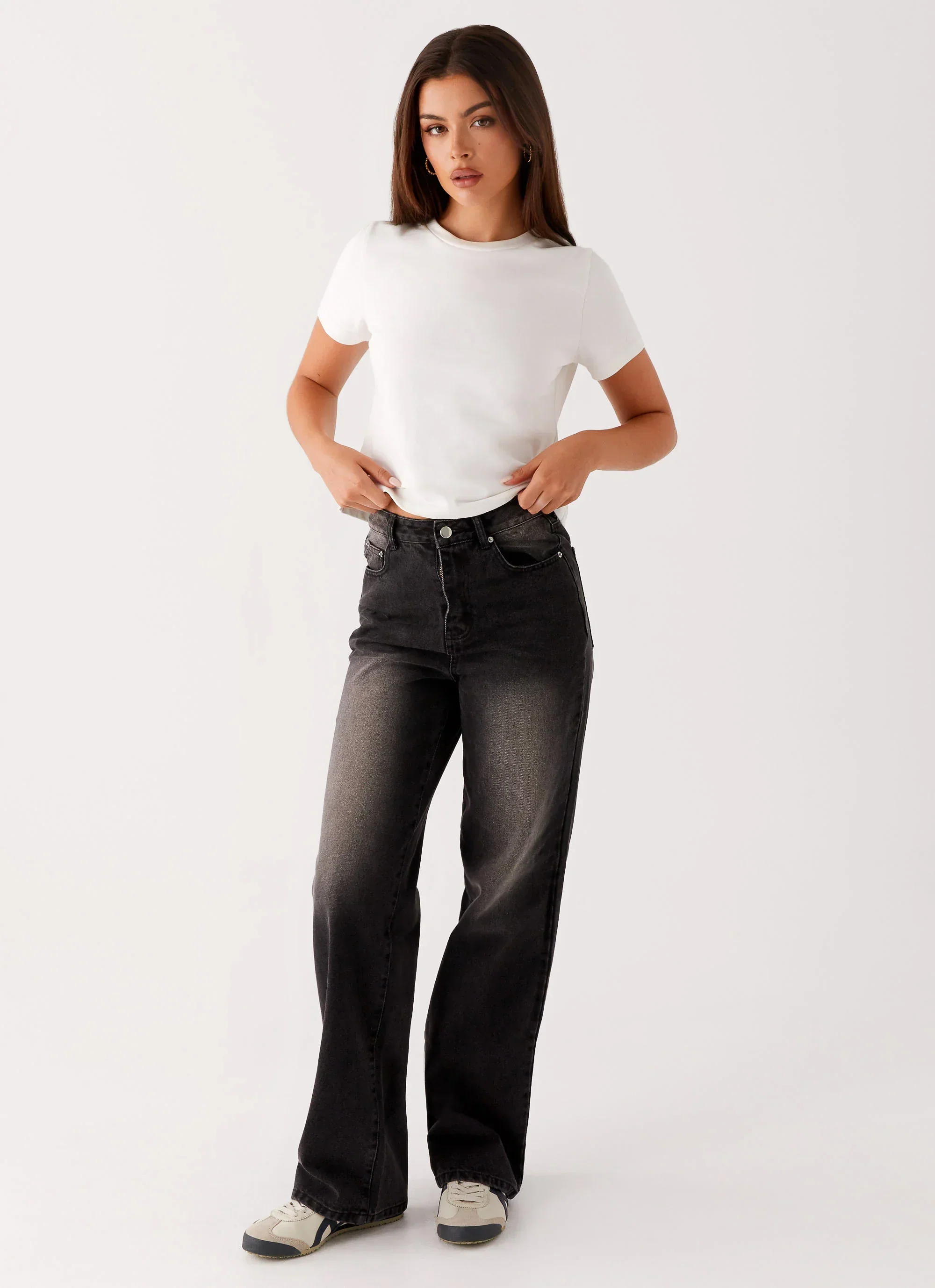 Back Again Straight Leg Denim Jeans - Charcoal Wash