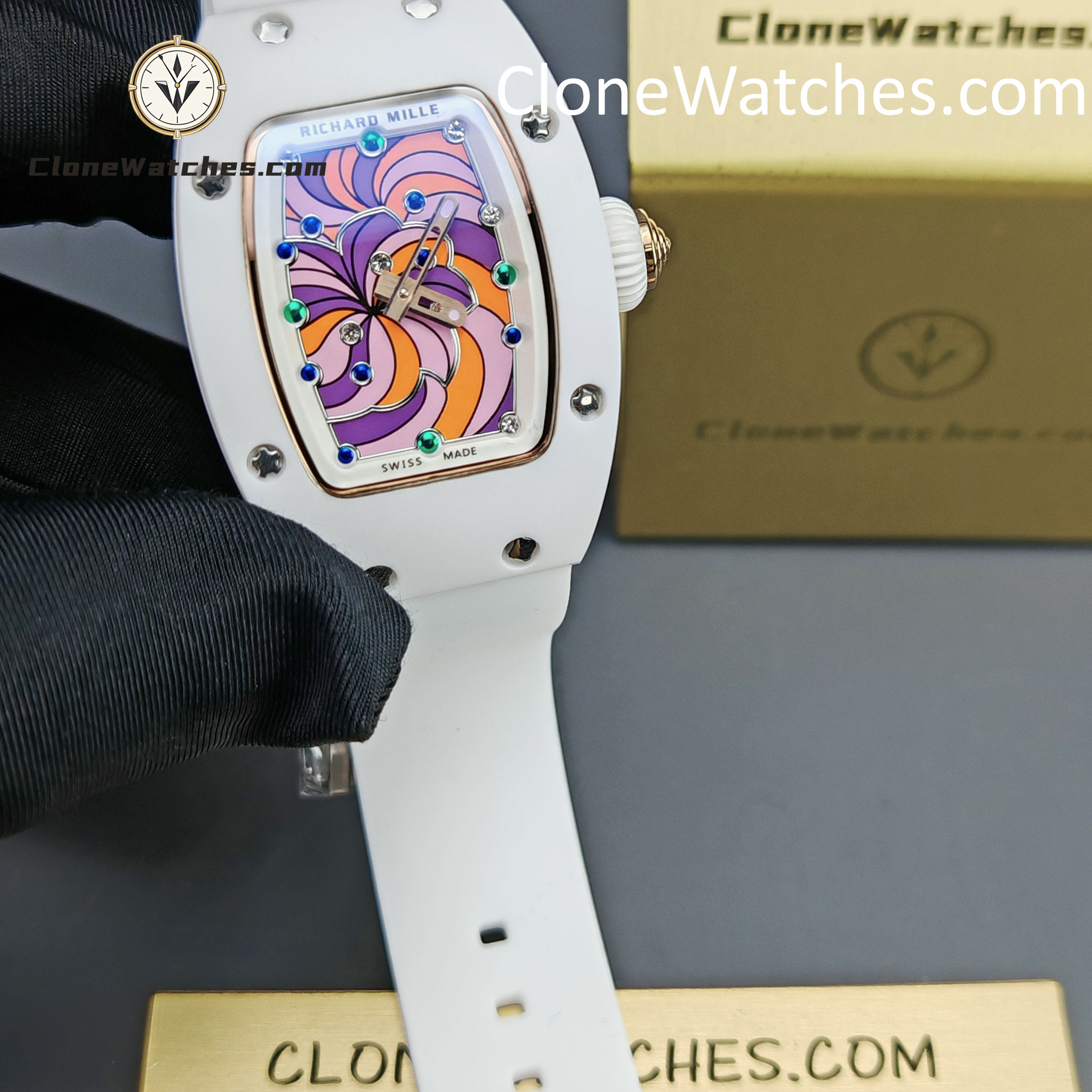 Richard Mille Super Clone Watches 1:1 RM 07 – 01 White Ceramic Marshmallow Dial White Strap