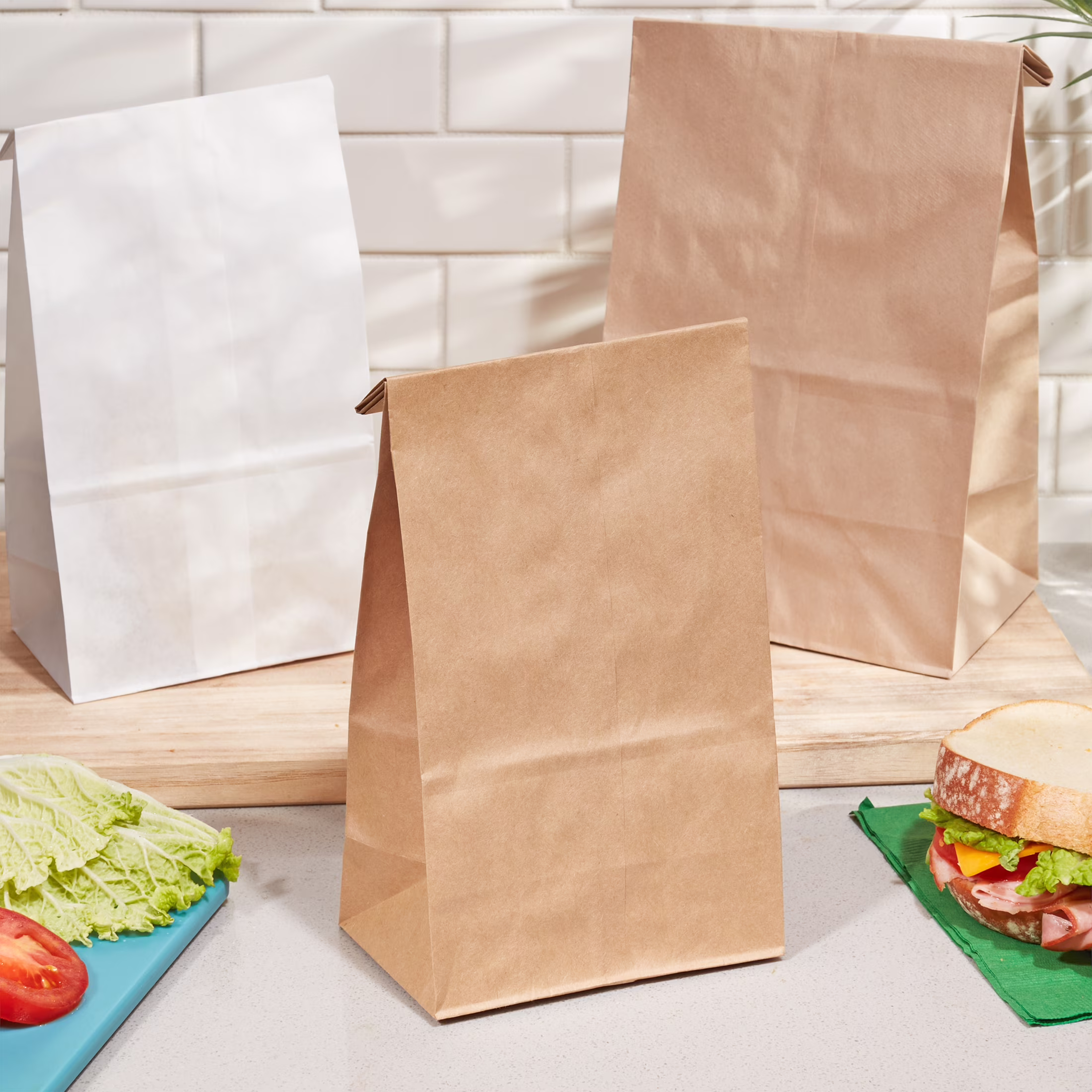 Great Value Self Standing Giant Lunch Bags, 50 Count