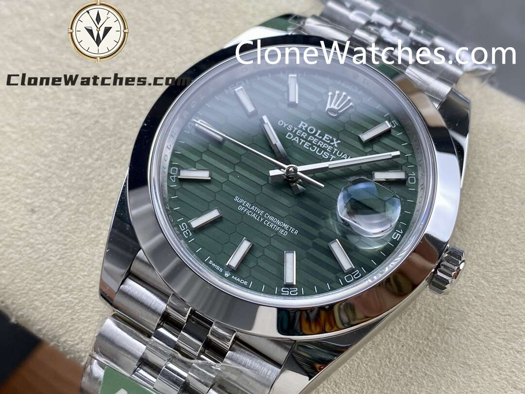 Rolex Super Clone Watches 1:1 DateJust Green Fluted Dial m126300-0021 Jubilee 41MM 3235 Movement