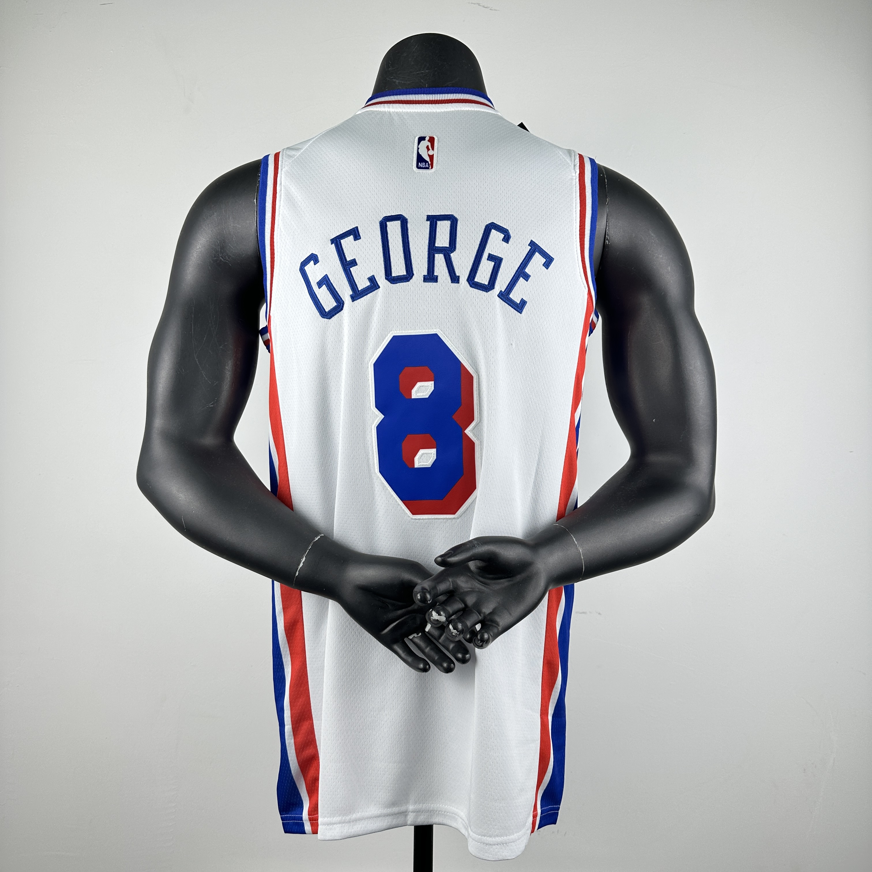 Embroidered 76ers V-neck White No. 8 George