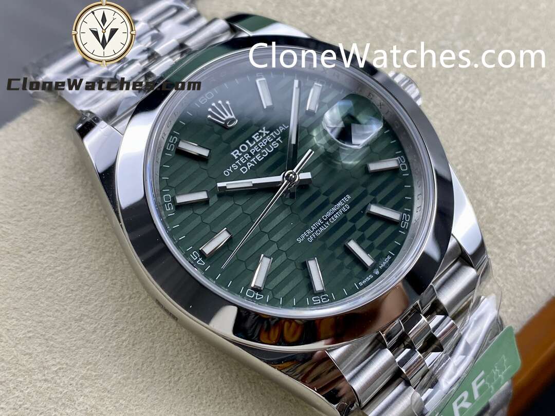 Rolex Super Clone Watches 1:1 DateJust Green Fluted Dial m126300-0021 Jubilee 41MM 3235 Movement