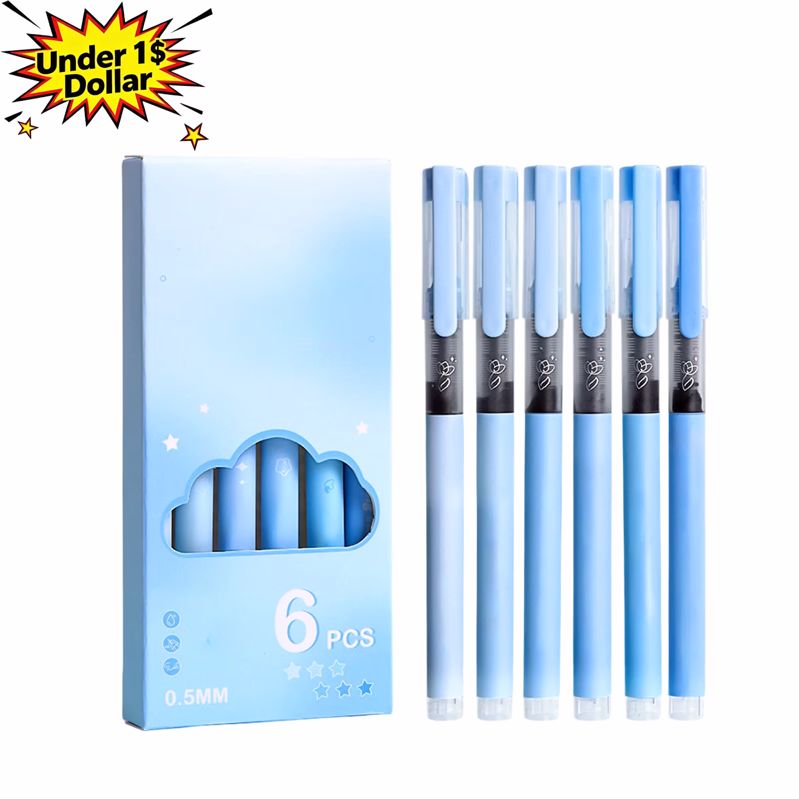 Under 1$ Dollar Straight Liquid Ballpoint Pen Sign Pen, 0.5mm High Capacity Black Ink Water Pen, Fast Drying Exam Writing Pens,Pink