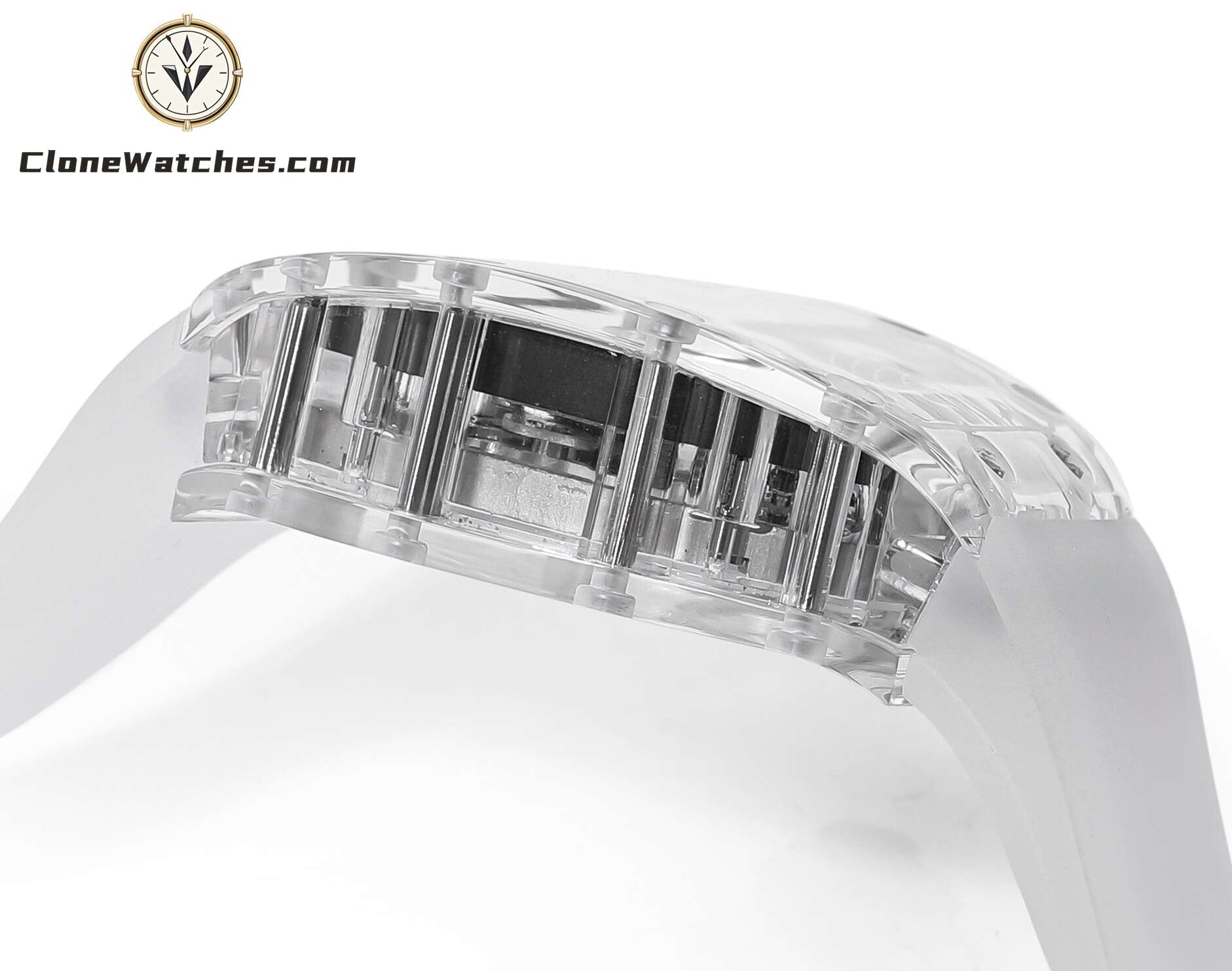 Richard Mille Super Clone Watches 1:1 RM 052 Full Transparent Tourbillon Skull White Strap