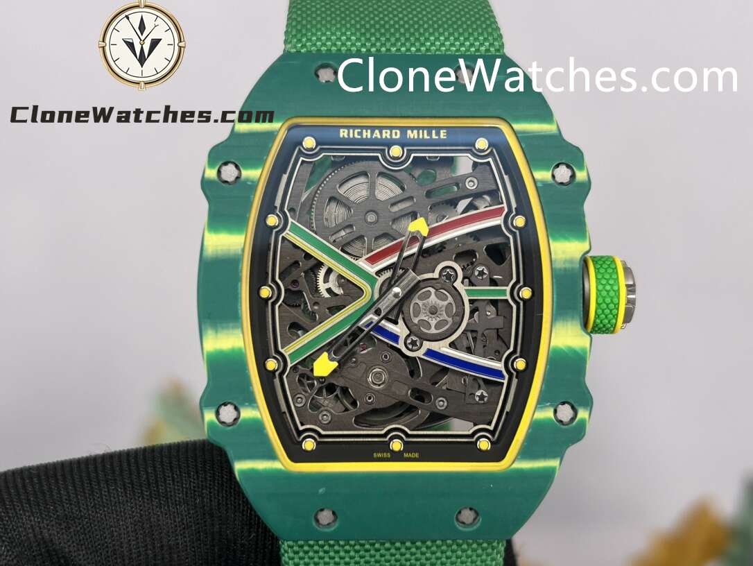 Richard Mille Super Clone Watches 1:1 RM 67 – 02 Green Carbon Tourbillon Green Strap