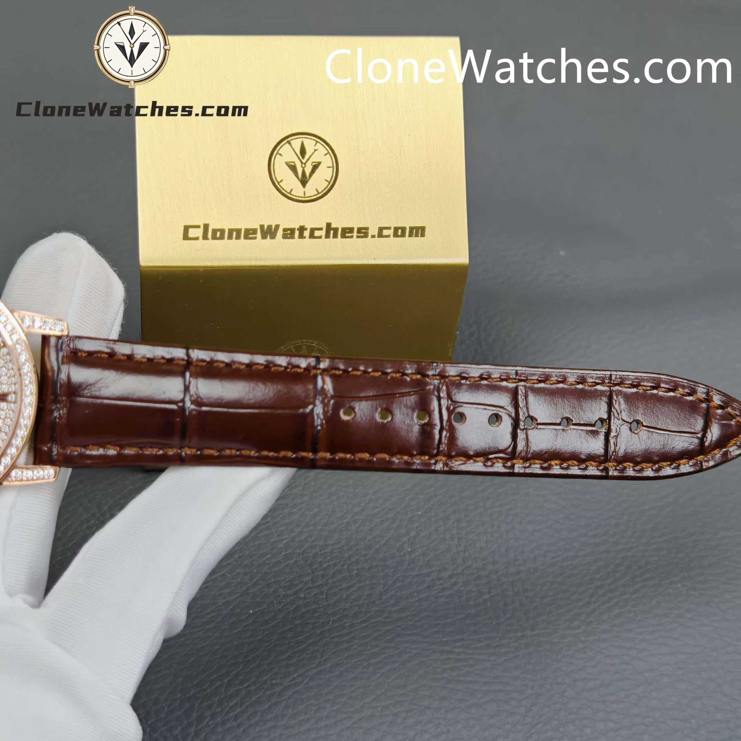 Vacheron Constantin Super Clone Watches 1:1 Patrimony Rose Gold Diamond Dial