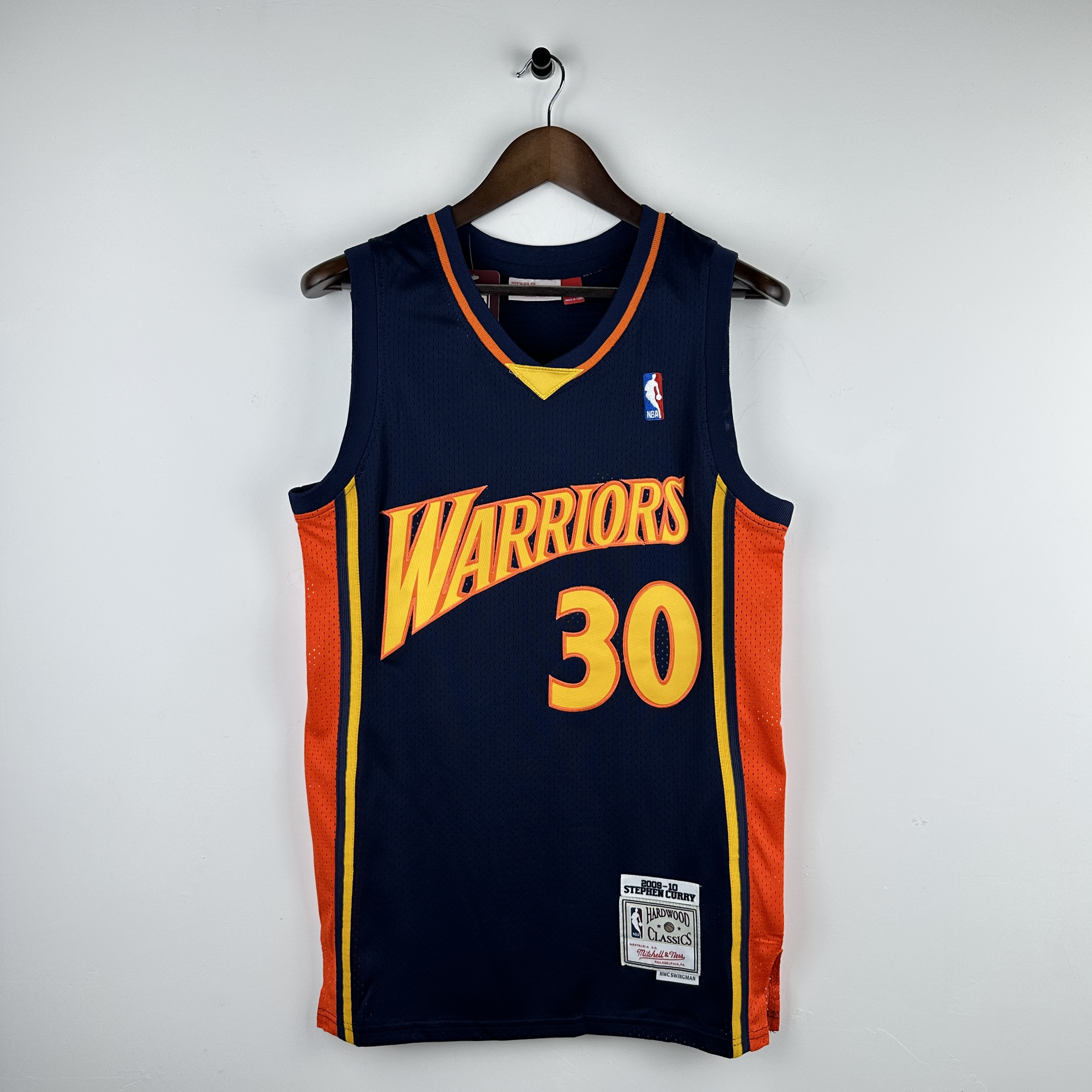 Embroidered MN Retro Jersey Warriors 09/10 Season Navy Blue No. 30 Curry