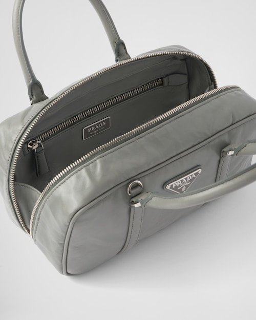 Prada Small antique nappa leather top handle bag - Slate Gray