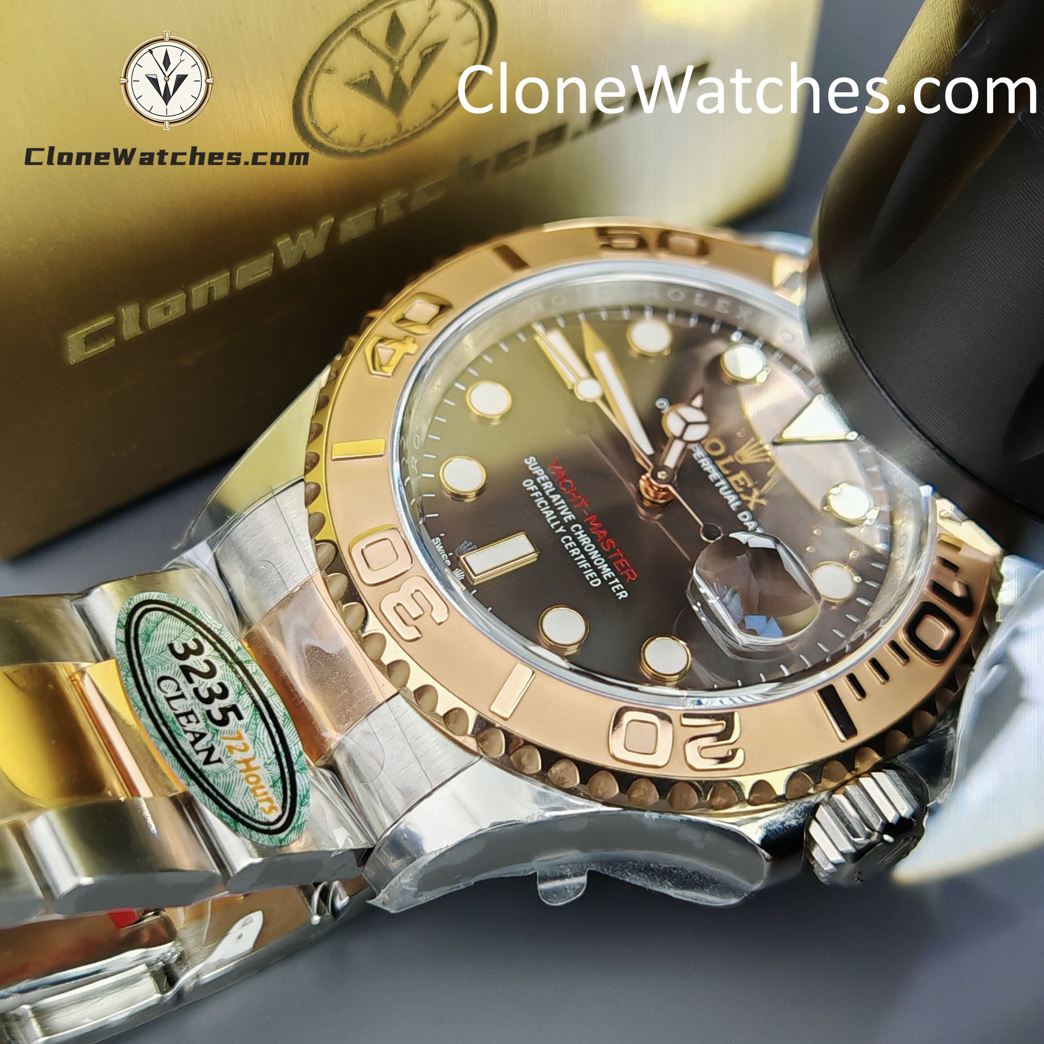 Rolex Super Clone Watches 1:1 Yacht Master Brown Dial Rose Gold M126621-0001 3235 Movement