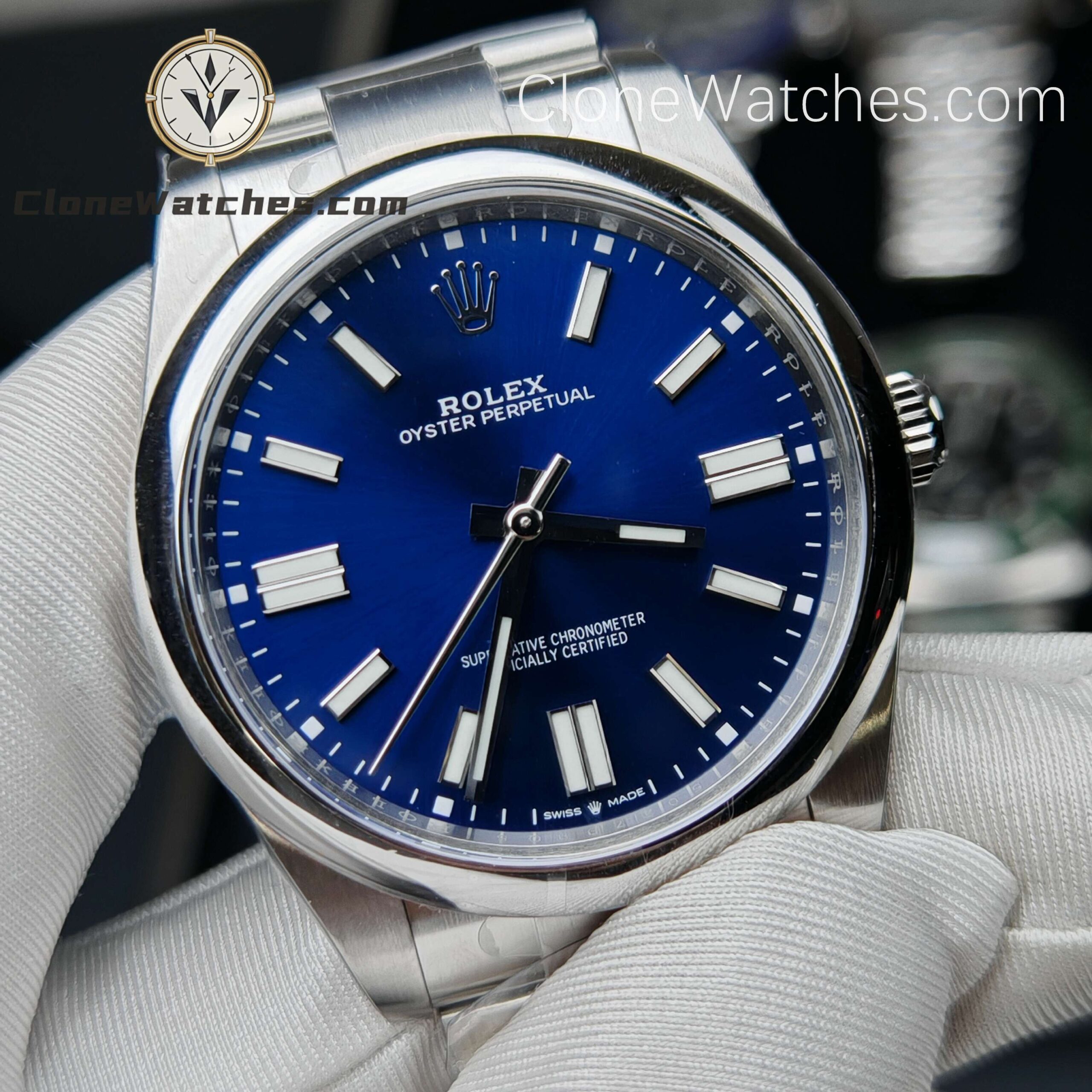 Rolex Super Clone Watches 1:1 Oyster Perpetual Blue Dial 41MM m124300-0003 3230 Movement