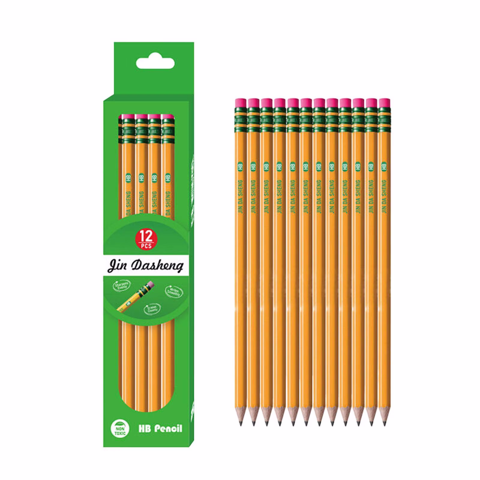 Under 4$ ! 12 Count #2 Wood Pencils, Pre-Sharpened Yellow Pencils, HB Graphite Writing Pencils, Hexagon Wooden Pencil Set