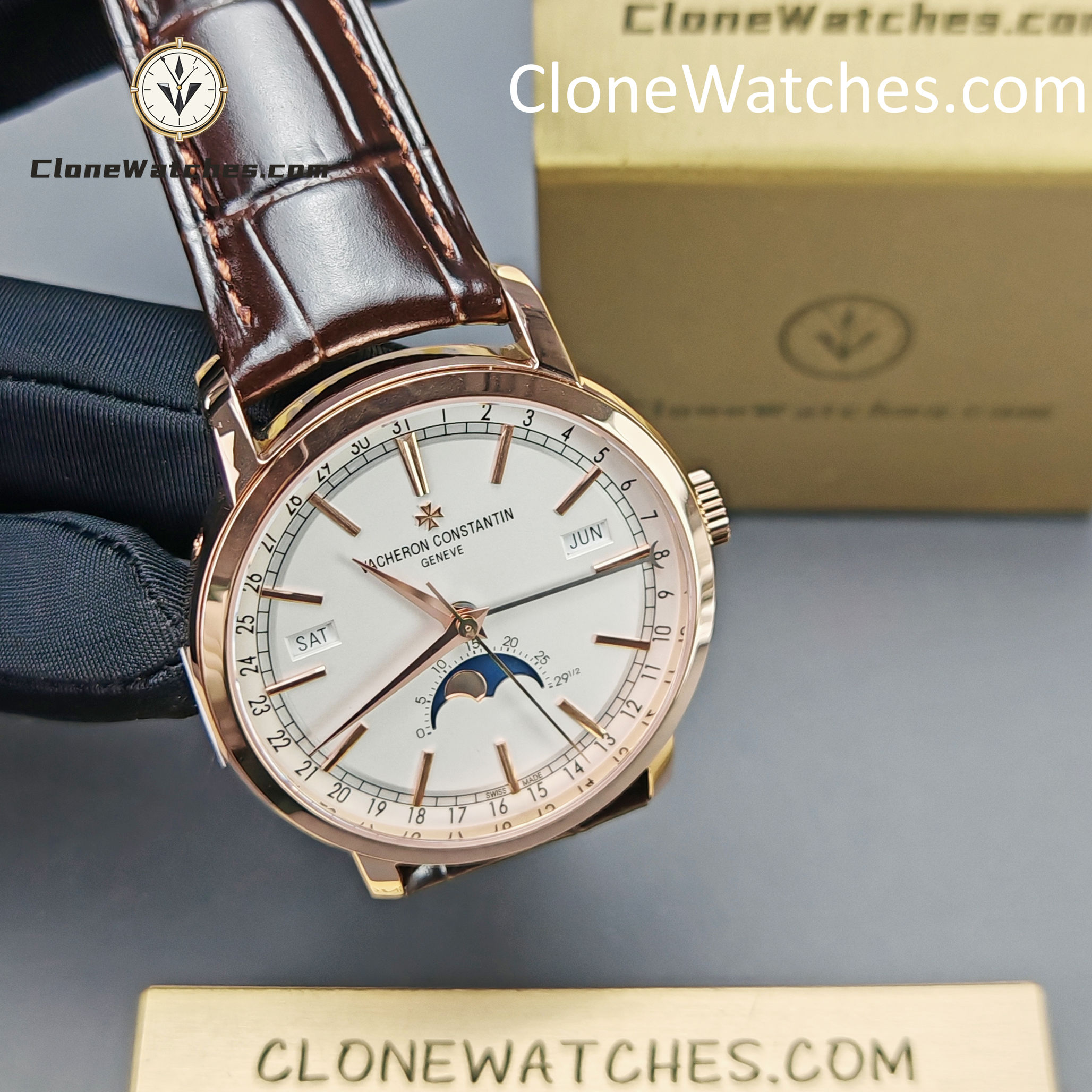 Vacheron Constantin Super Clone Watches 1:1 Traditionnelle Rose Gold 4010T/000R-B344 White Dial