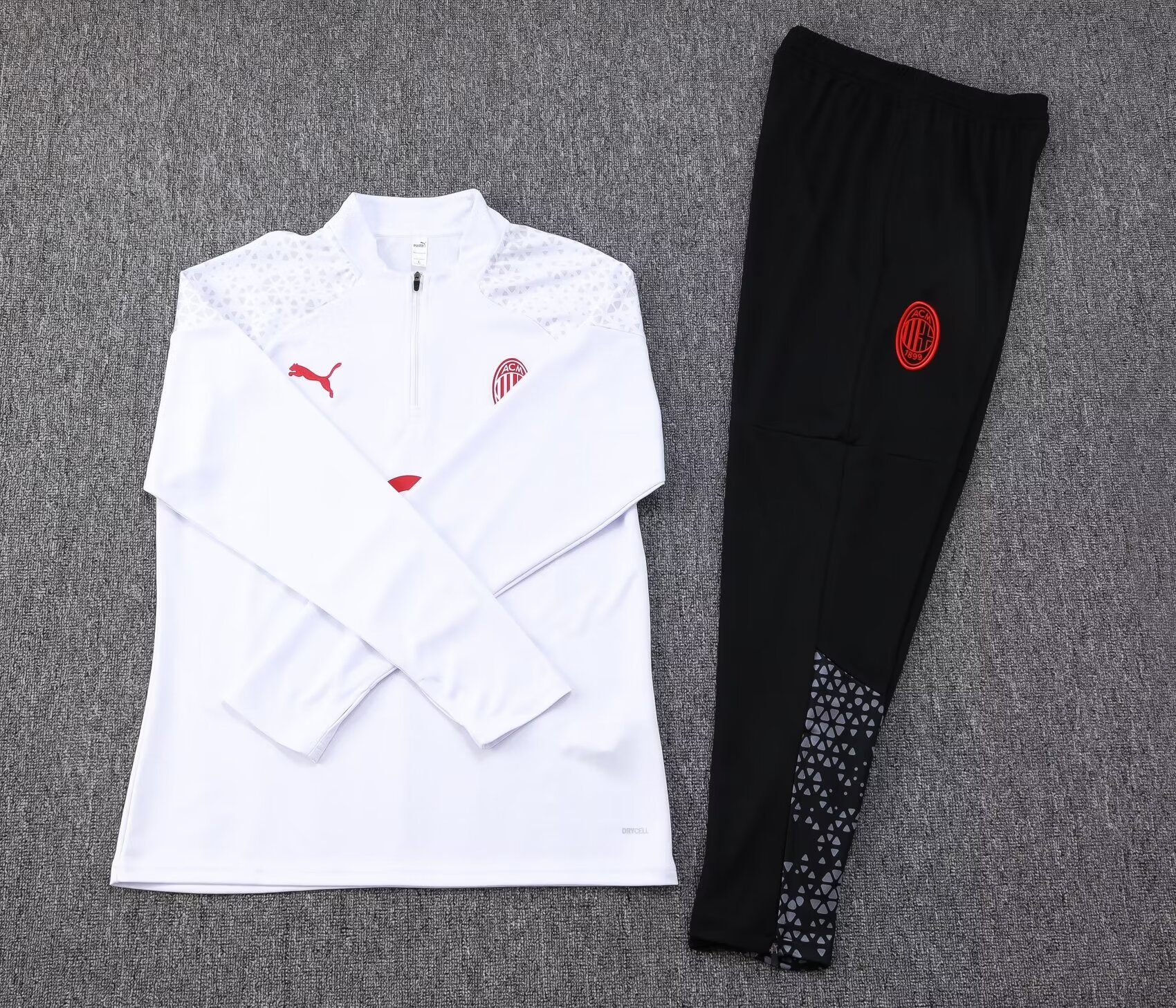 2023/2024 AC Milan Half Pull Training Wear White Football Jersey 1:1 Thailand Quality Suit