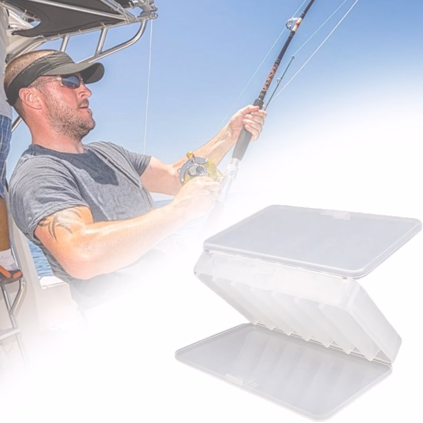 Clearance Office&Craft&Stationery under $5,Compartments Double 7 Grids Fishing Tackle Box Visible Hard Plastic Clear Fishing Squid Hooks Accessory Storage Case Container