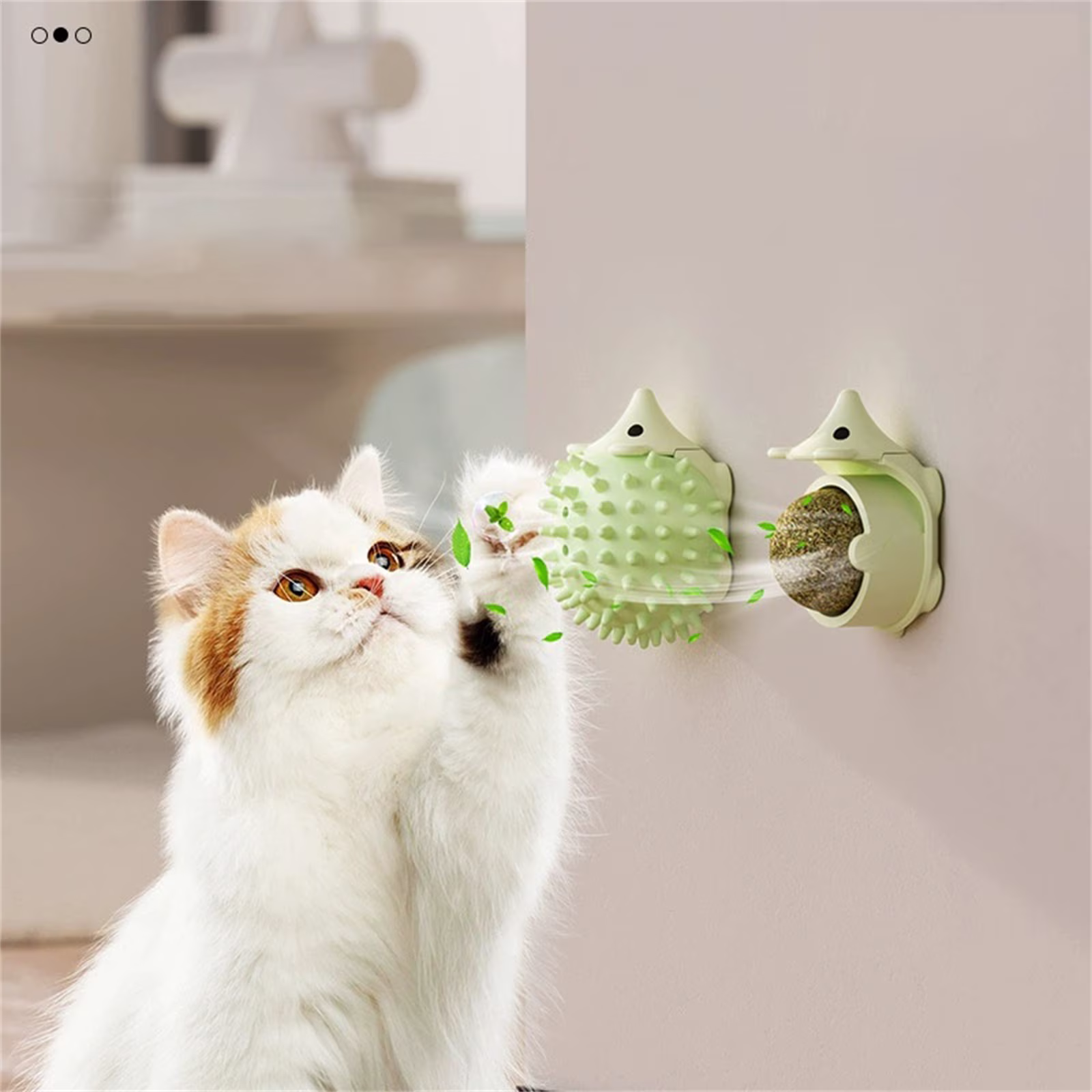Balls That Stick Wall, 3Pcs Balls for s Wall Toys, Rubbing Balls, Toys, Lick Safe Healthy Chew & Teeth Cleaning,Pet Toys for Self Play,Gifts for Pets and Pet Lovers(Green)