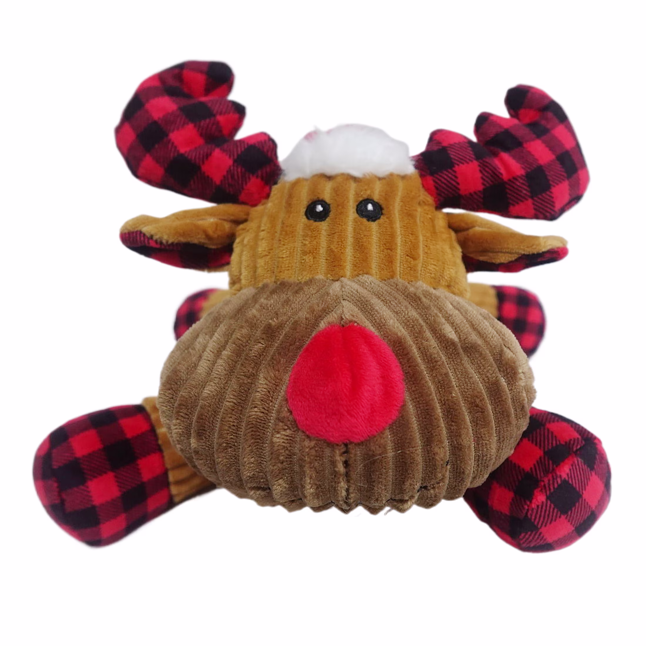 Vibrant Life Holiday Plush Dog Toy, Moose with Santa Hat, Brown & Red, 11 in