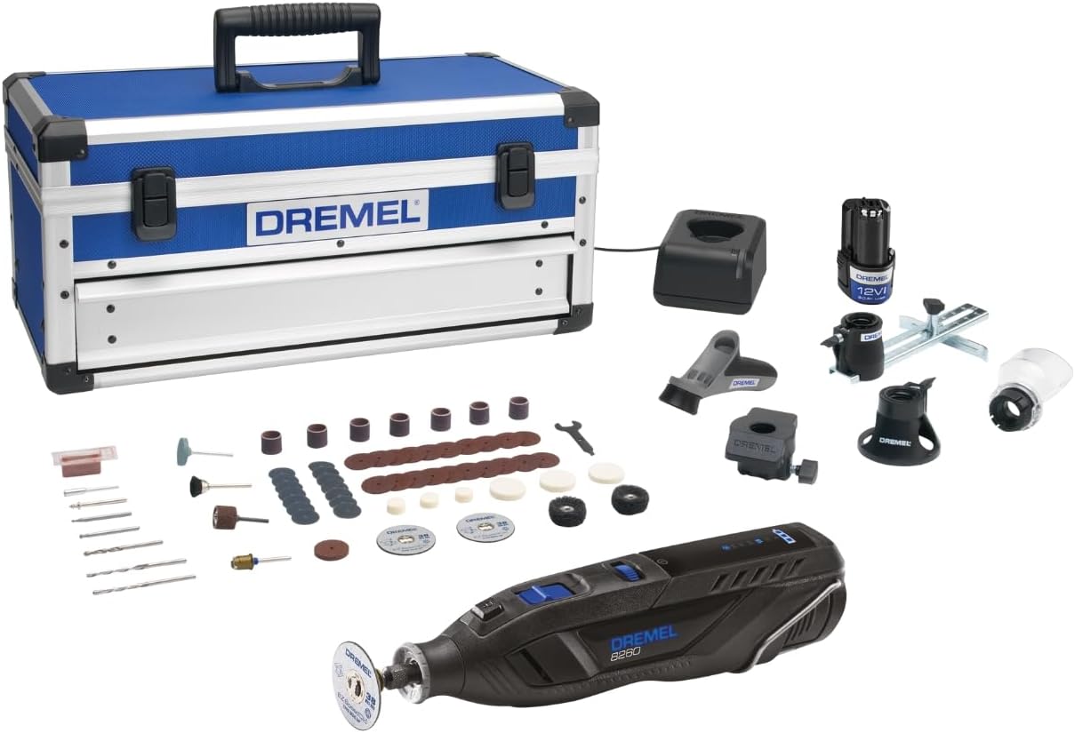 Outil rotatif sans fil 8260 batterie 12V 3Ah 65 accessoires moteur sans charbon vitesse 5000 à 30000 tr/min